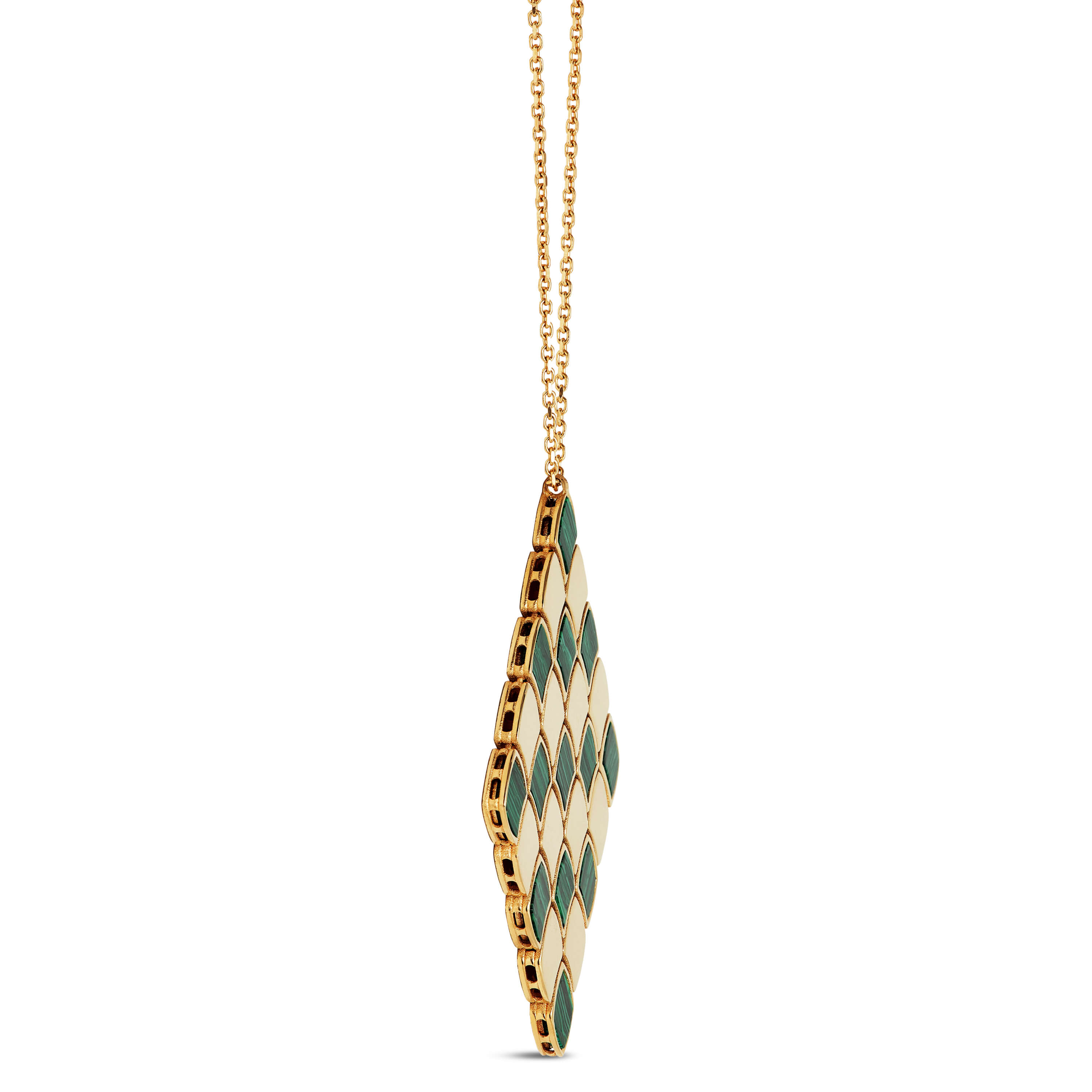 Toscano Flexy Checkerboard Malachite Pendant, 14K Yellow Gold