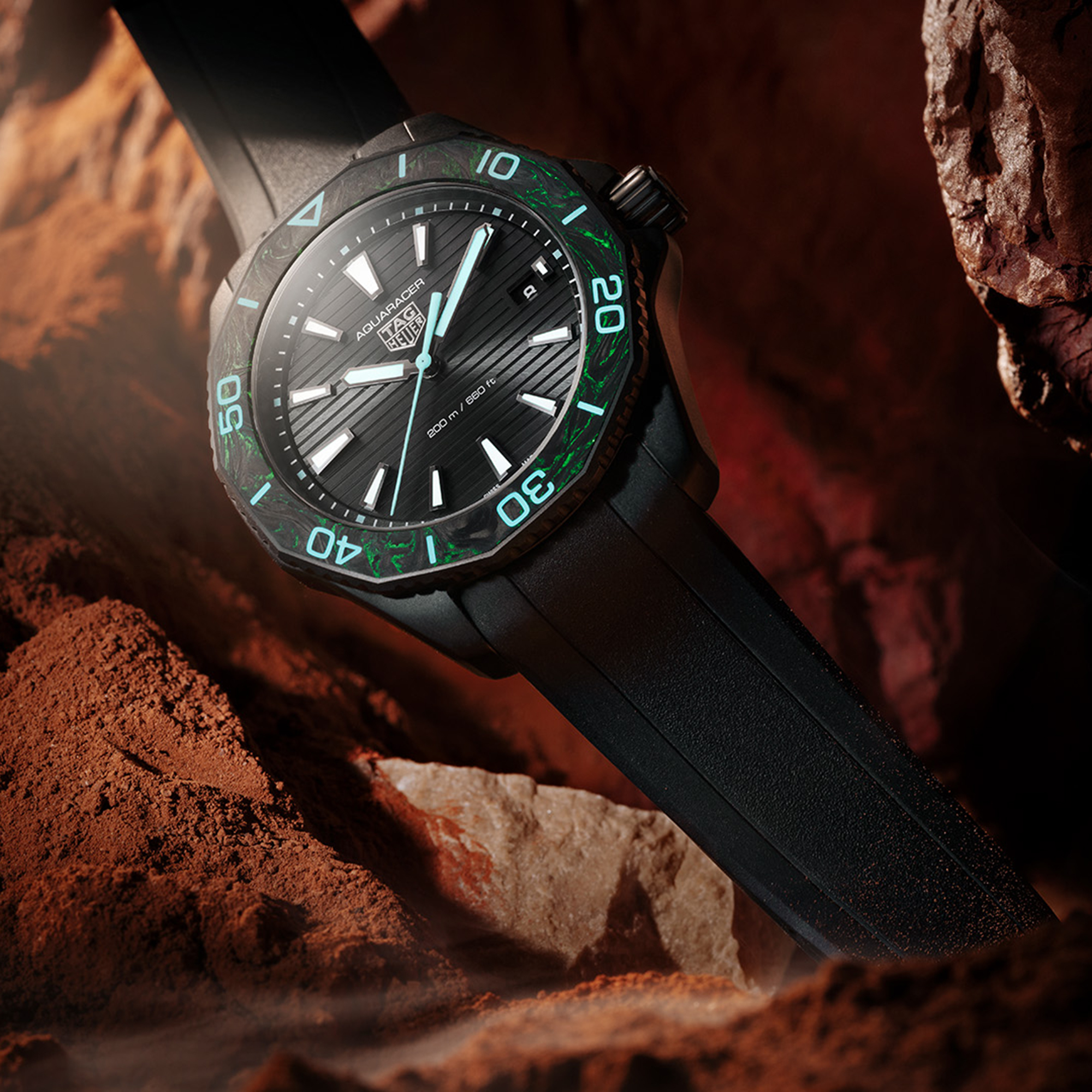 TAG Heuer Aquaracer Professional 200 Solargraph Watch Steel Black Case Black Dial, 40mm