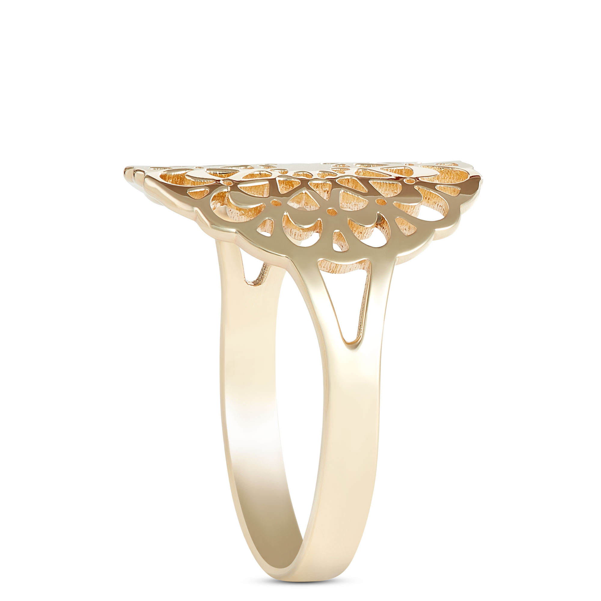 Toscano Flat Filligree Ring, Size 7, 14K Yellow Gold