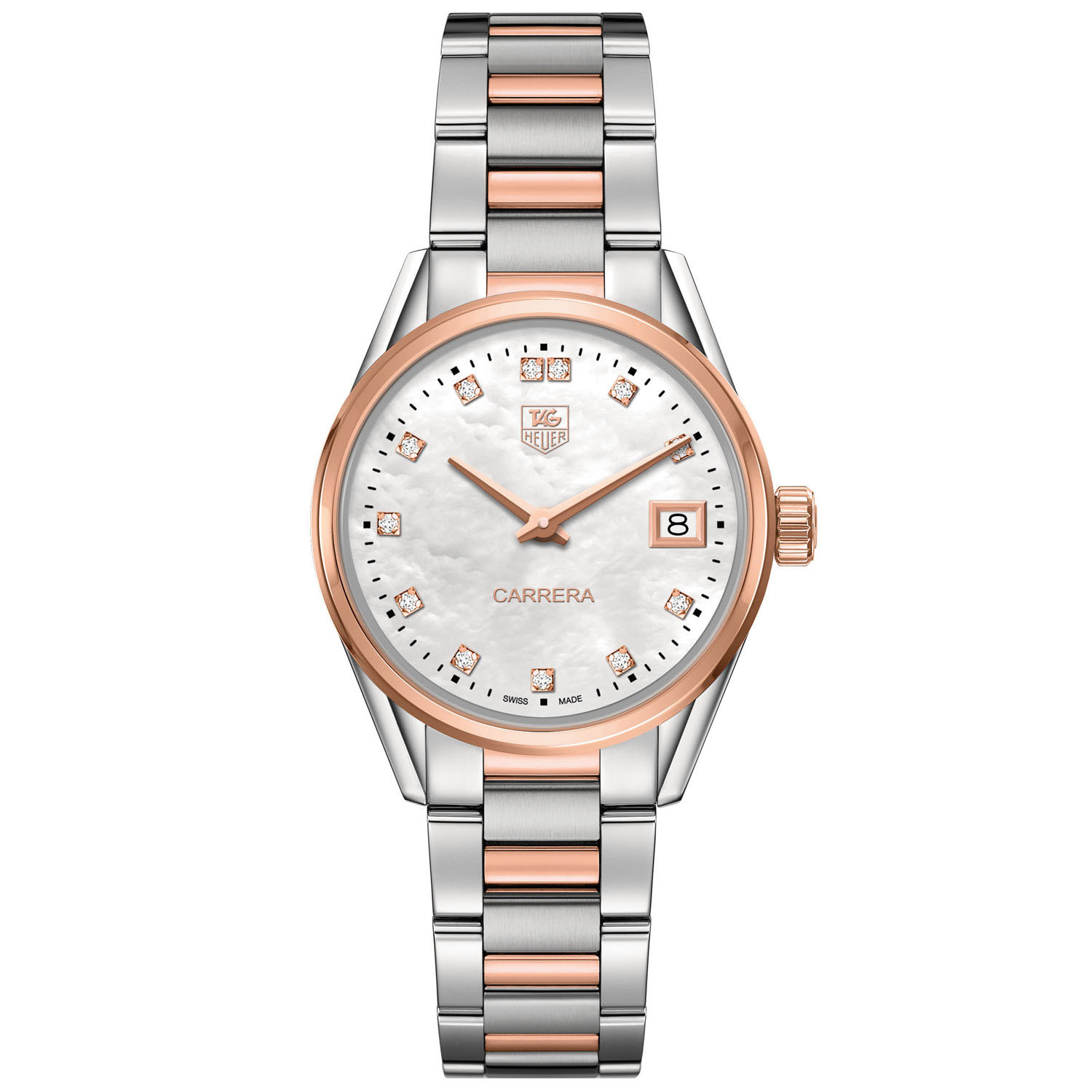 TAG Heuer Carrera Rose Gold Diamond Quartz Watch WAR1352.BD0779 Ben