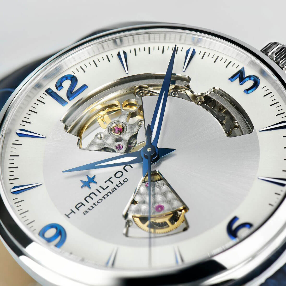 Hamilton Jazzmaster Open Heart Blue Leather Automatic Watch, 42mm