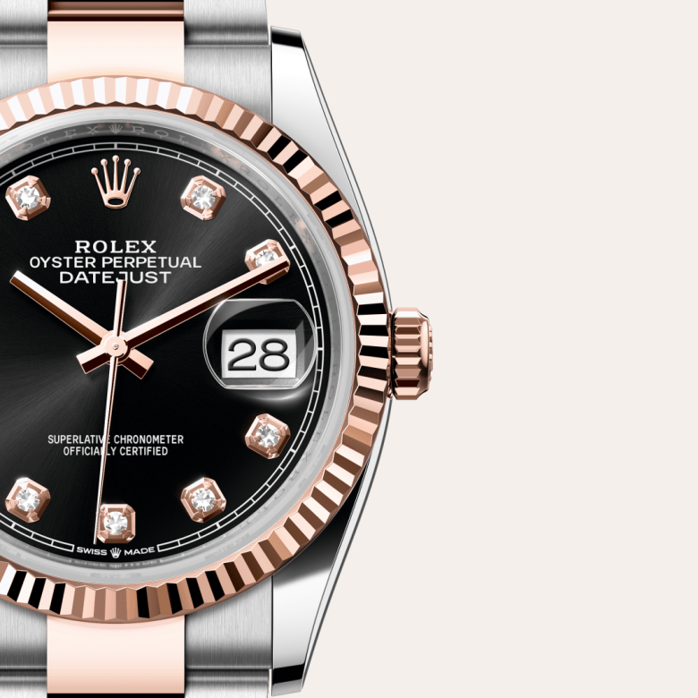 rolex datejust in everose rolesor - combination of oystersteel and everose gold, m126231-0020 - watch dial - ben bridge