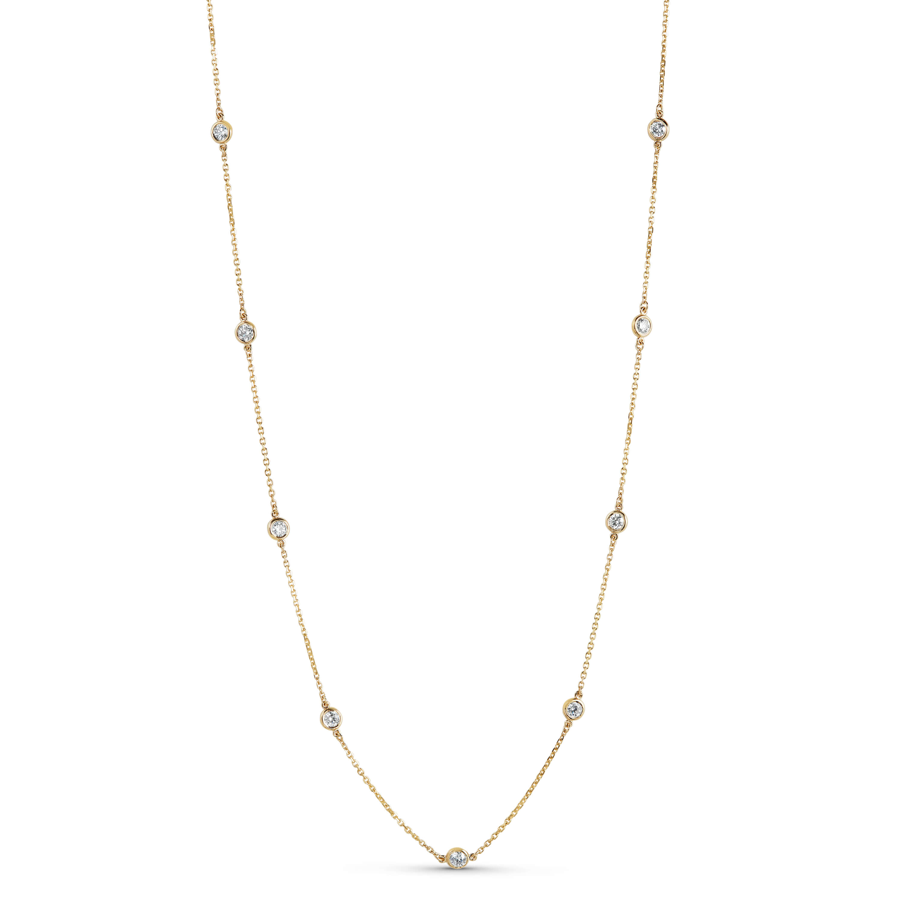 18-Inch Diamond Station Necklace, 14K Yellow Gold
