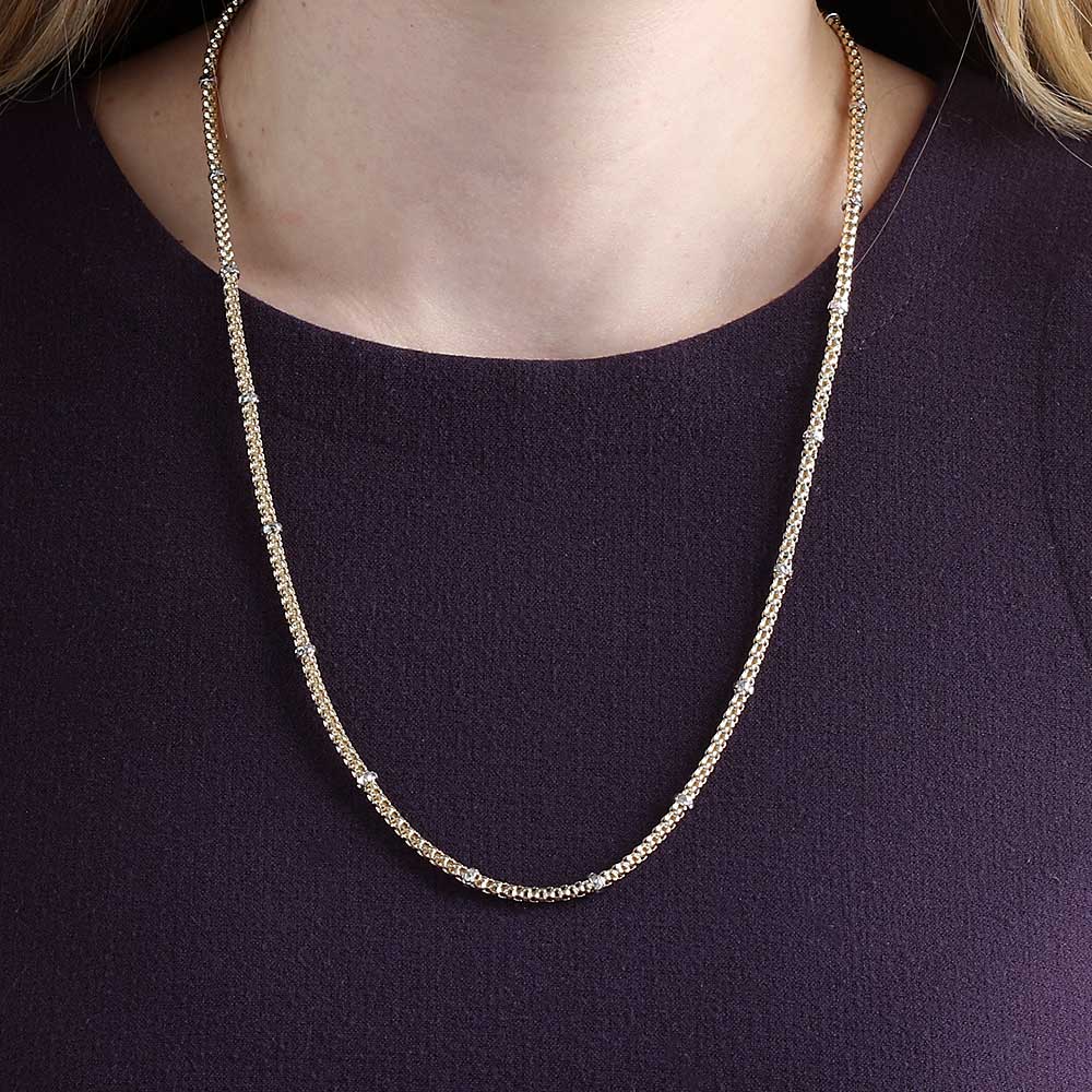 Toscano Popcorn Station Necklace 14K, 24"
