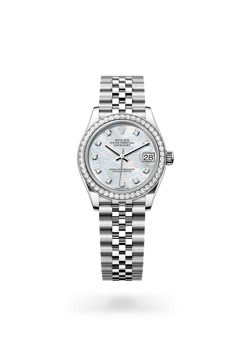 rolex datejust in white rolesor - combination of oystersteel and white gold, m278384rbr-0008 - ben bridge