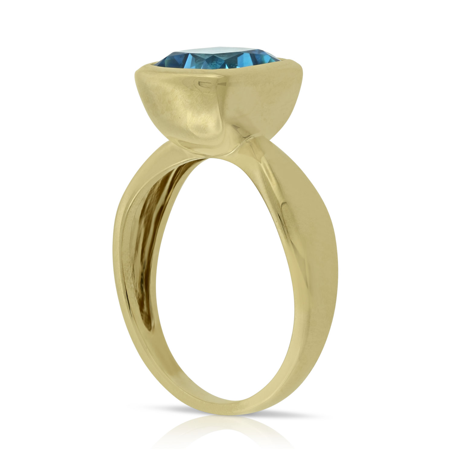 Bezel Set Blue Topaz Ring 14K