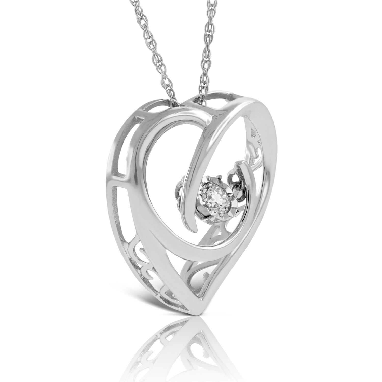 Love's Pulse Diamond Heart Pendant 14K
