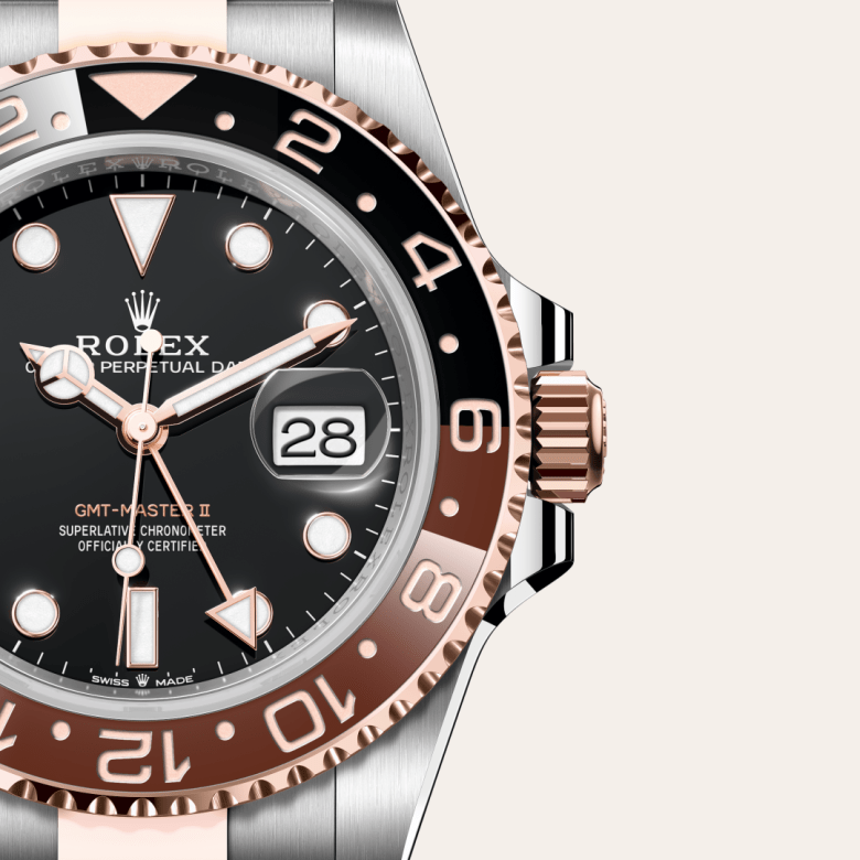 rolex gmt-master ii in everose rolesor - combination of oystersteel and everose gold, m126711chnr-0002 - watch dial - ben bridge