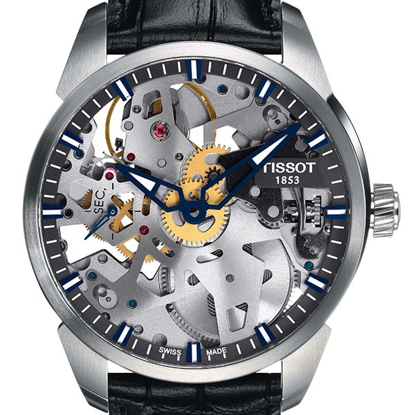 TISSOT T-Complication Silver Skeleton Dial Watch, 43mm