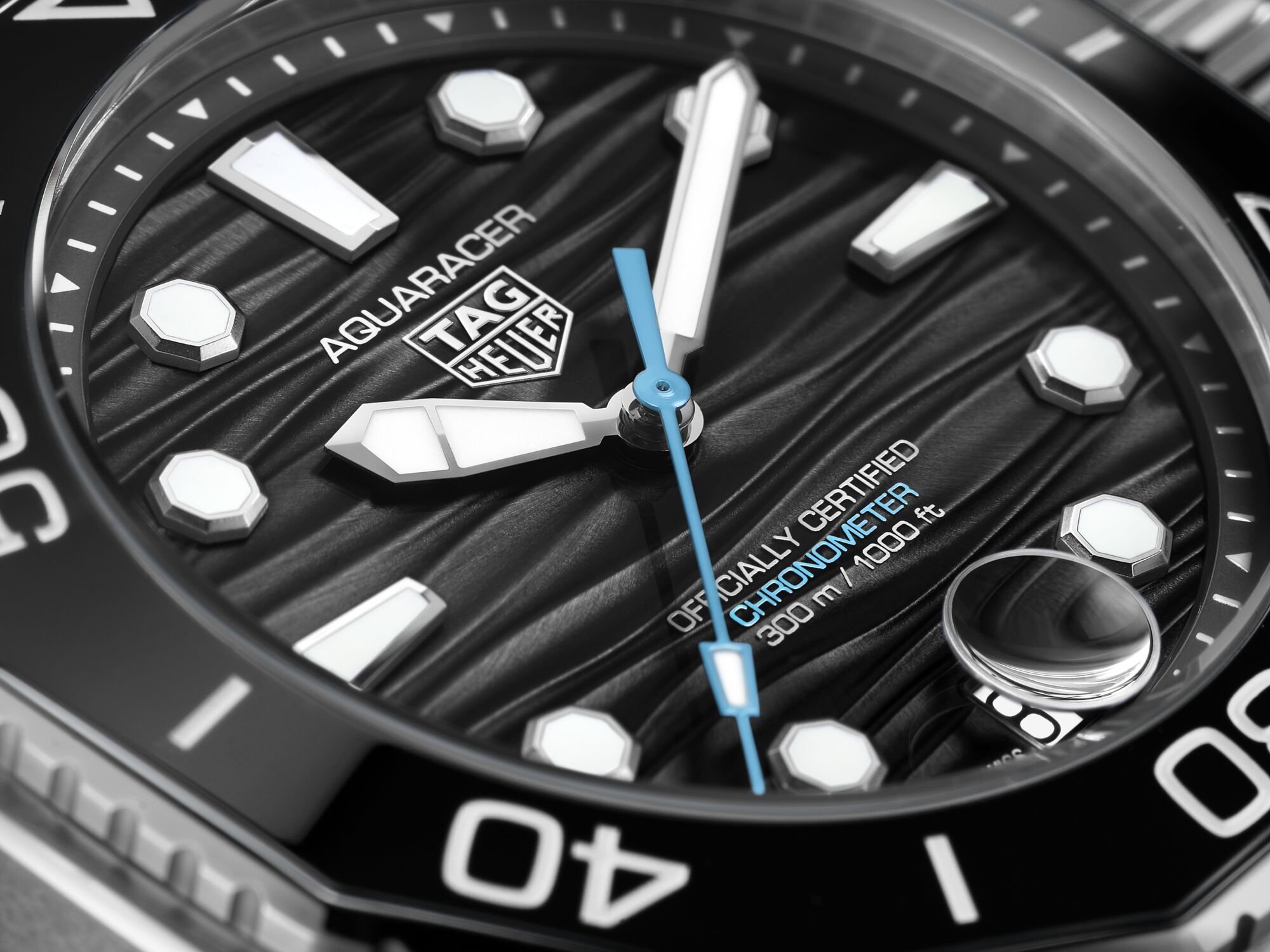 TAG Heuer Aquaracer Professional 300 Black Dial Black Rubber Strap Watch, 42mm