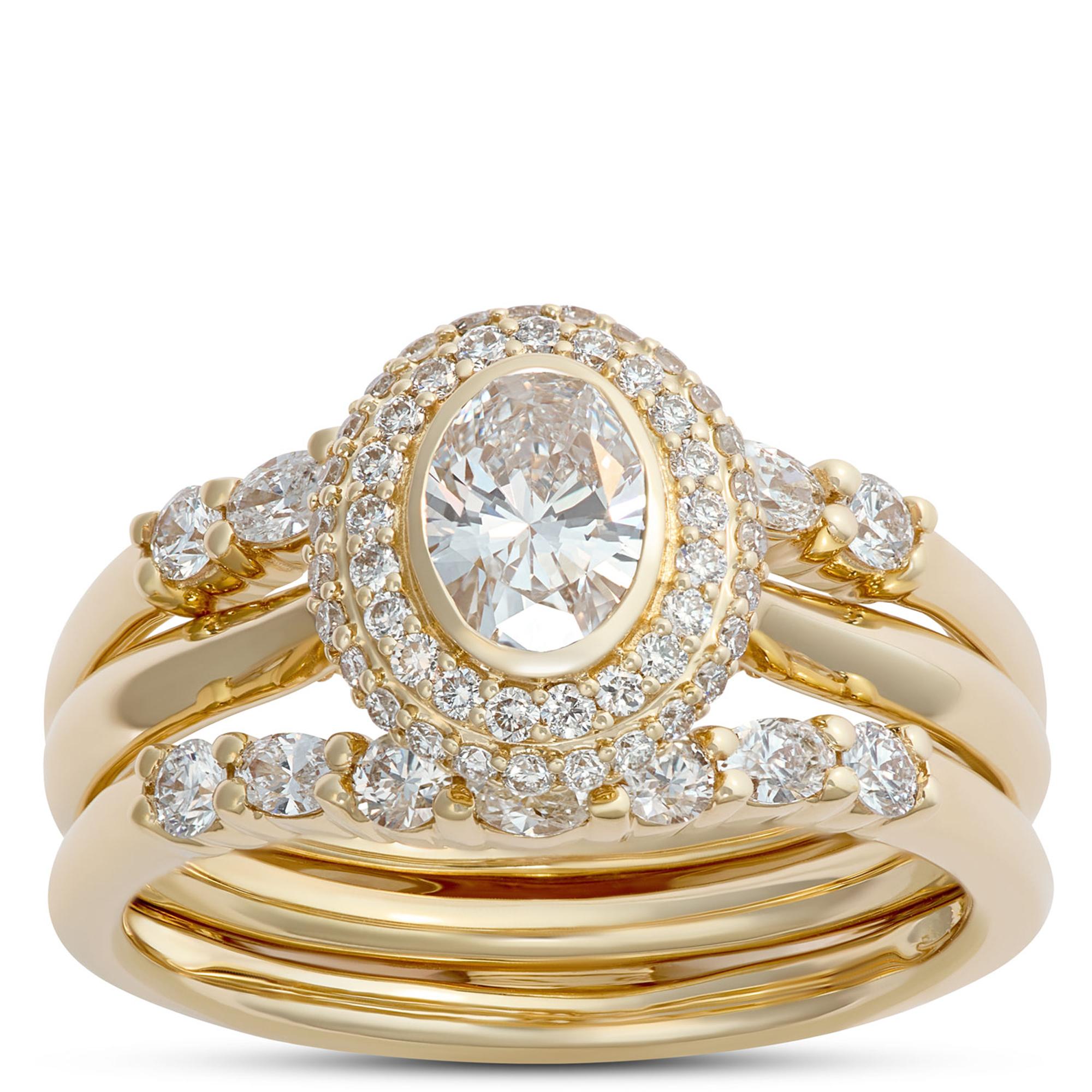 Oval and Round Diamond Ring Enhancer in 14K Yellow Gold