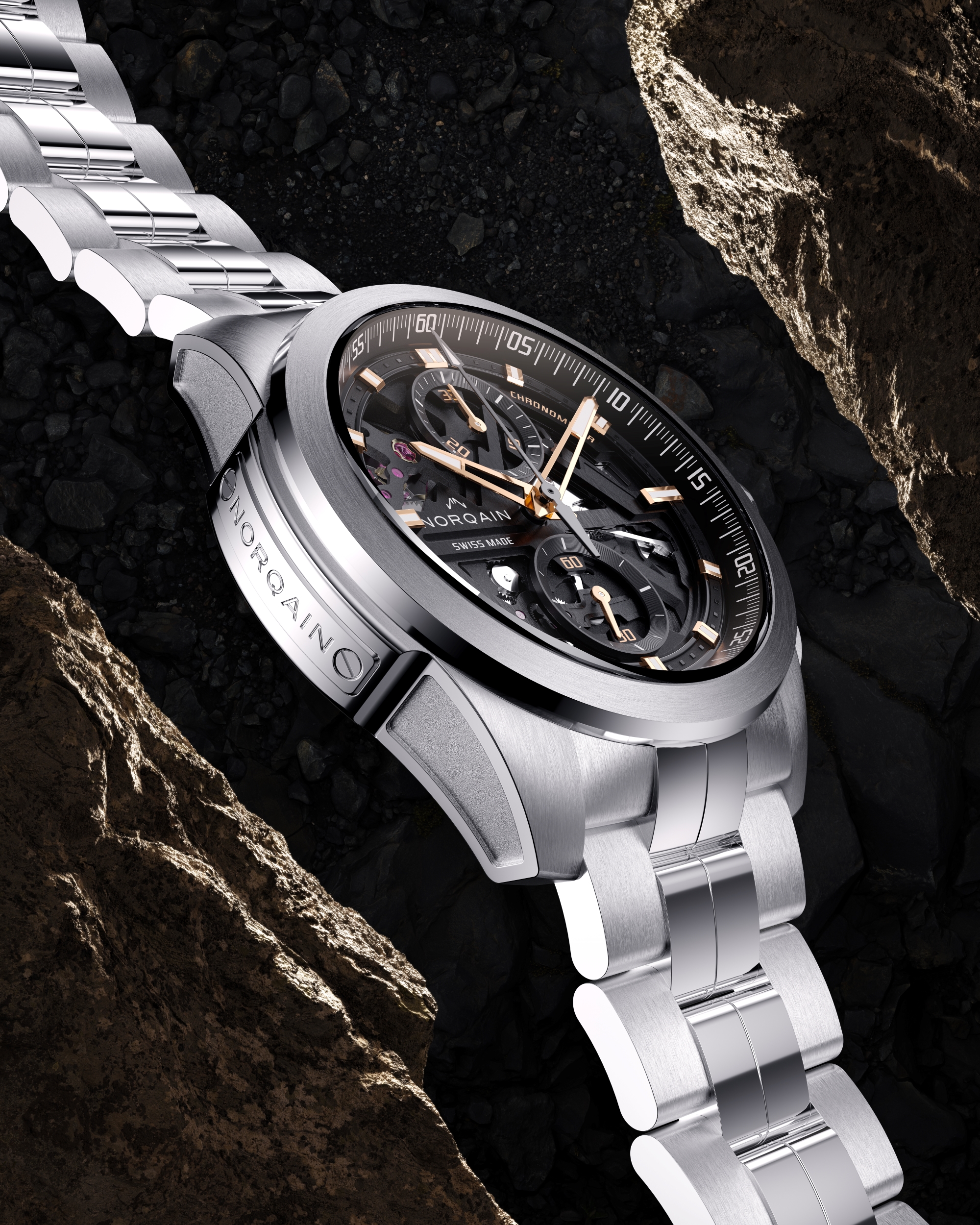 Norqain Independence Skeleton Dial Chrono Watch,  42 mm