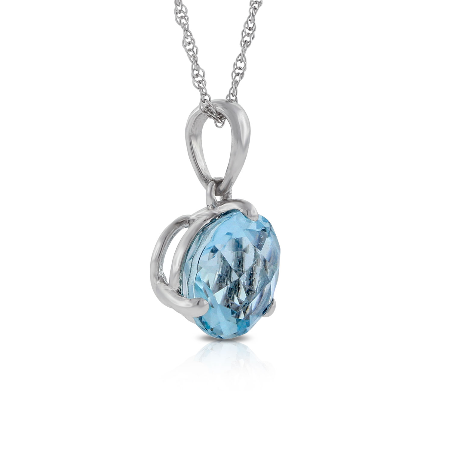 Checkered Aquamarine Pendant 14K, 8mm