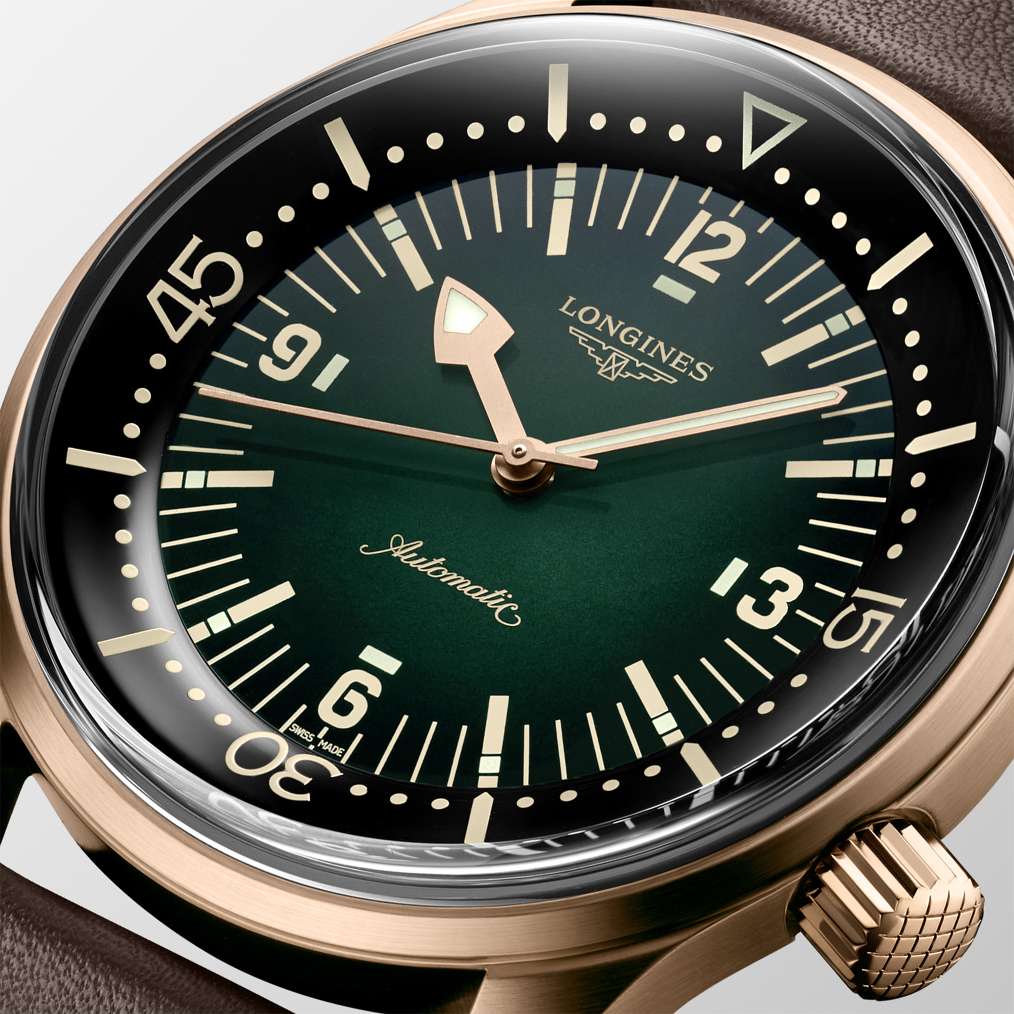 Longines Legend Diver Bronze Green Dial Watch, 42mm