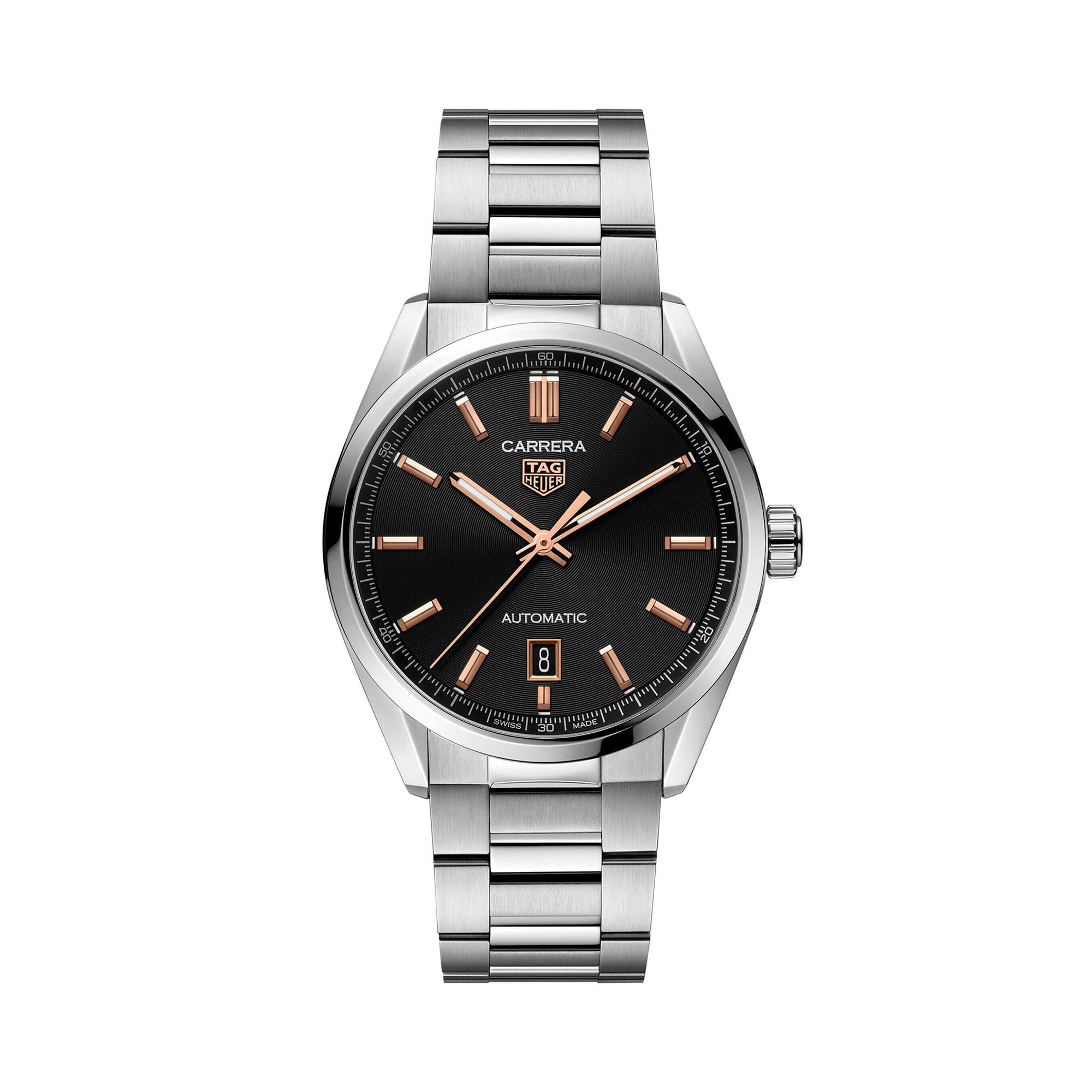 TAG Heuer Carrera Calibre 5 Auto Black Steel Watch, 39mm WBN2113