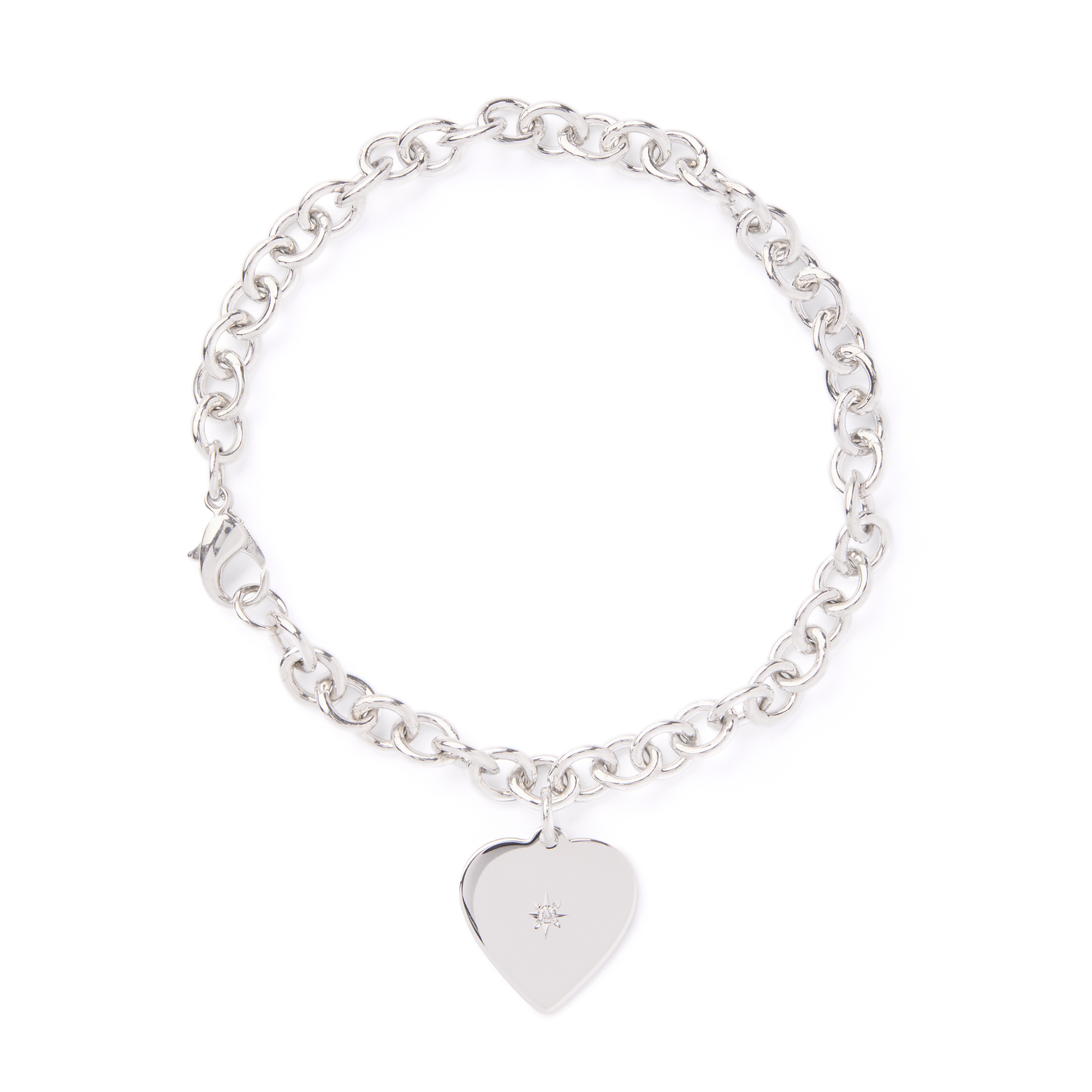 アクセサリー ROLO heart Charm Bracelet Rolo Bracelet with Heart Charm, Sterling Silver