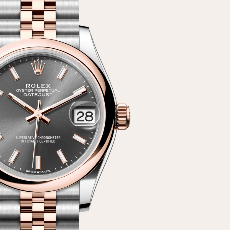 rolex datejust in everose rolesor - combination of oystersteel and everose gold, m278241-0018 - watch dial - ben bridge
