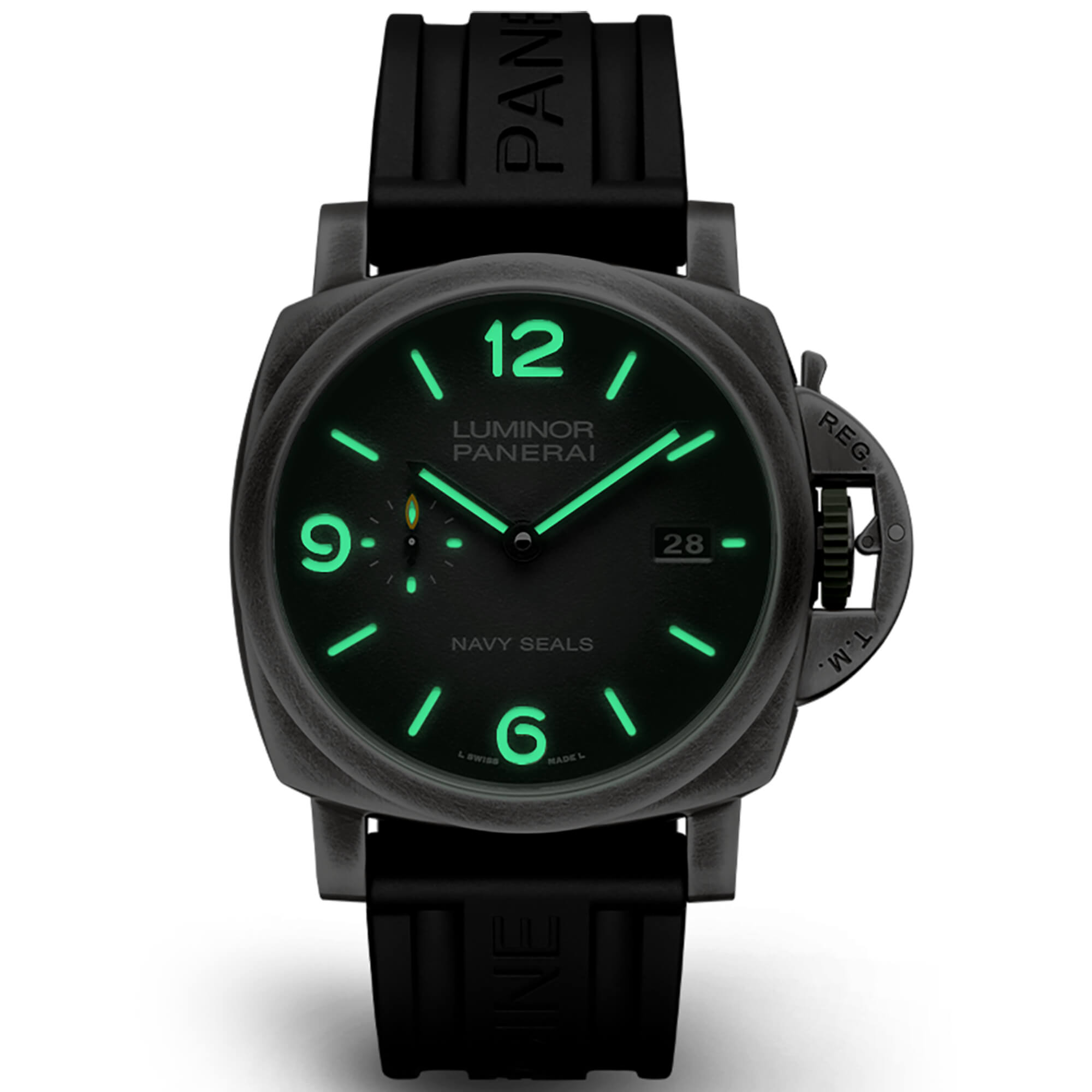 Panerai Luminor Marina Navy Seals Watch Anthracite Dial Black Rubber Strap, 44mm