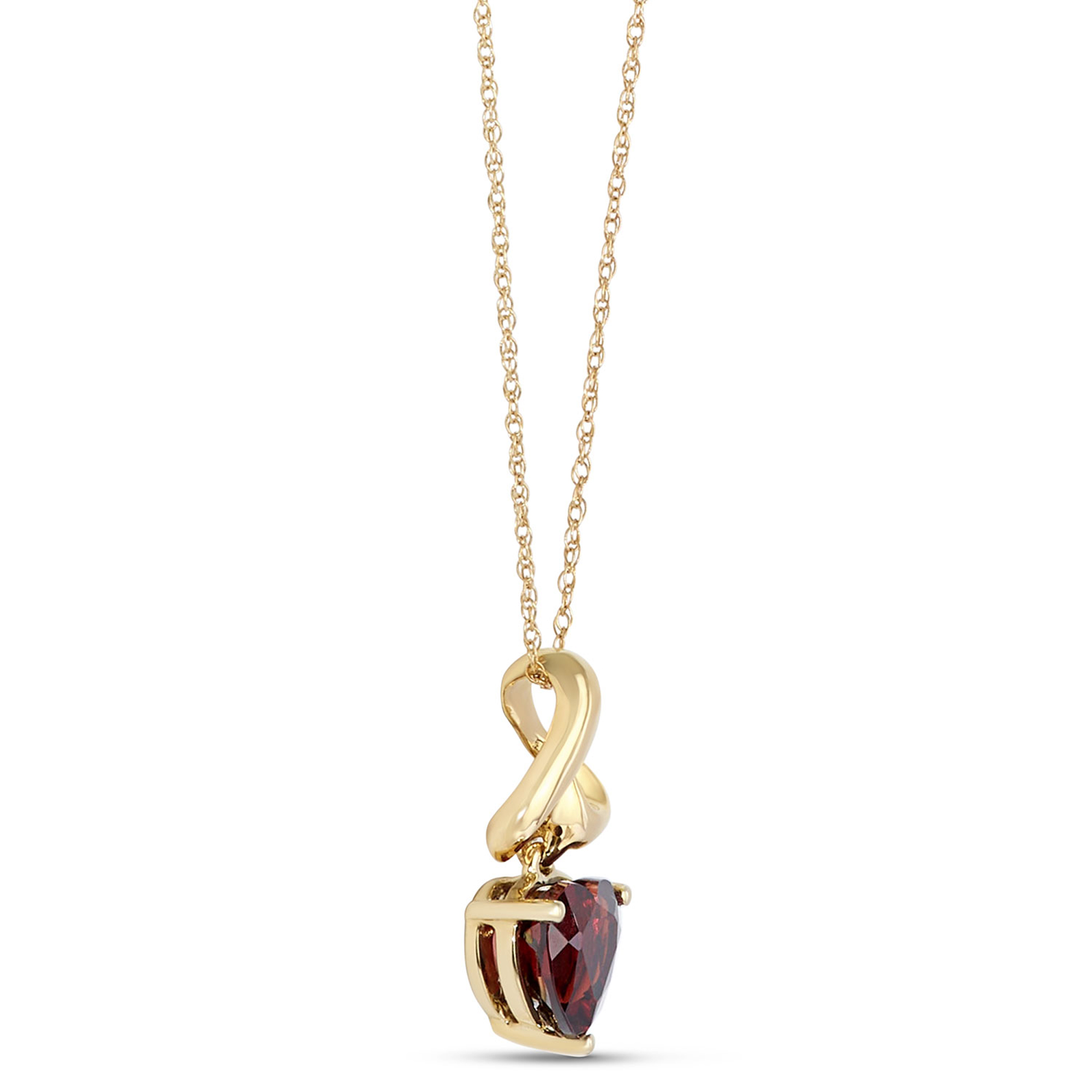 Heart Shaped Garnet Pendant Necklace, 14K Yellow Gold