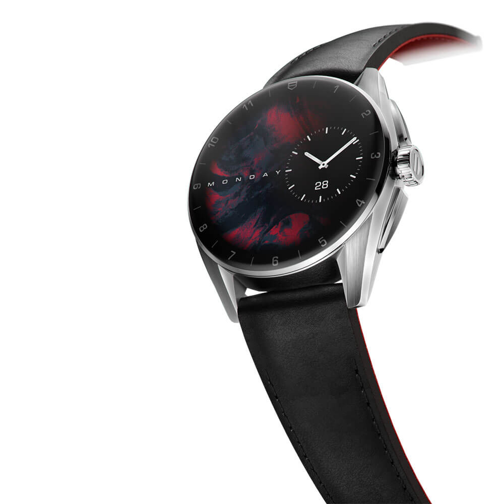 TAG Heuer Connected Calibre E4 Black Leather Steel Watch, 42mm