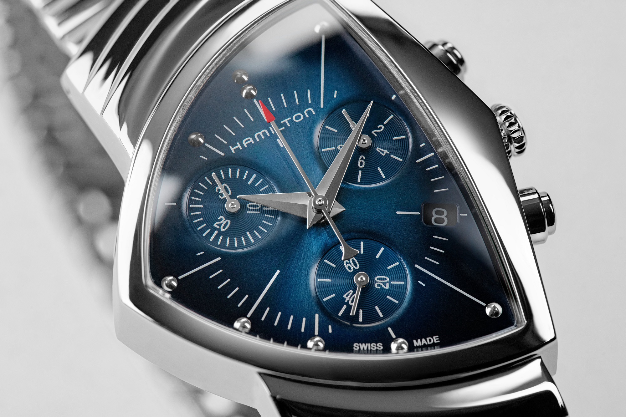 Hamilton Ventura Chrono Quartz Watch Blue Dial, 32mm