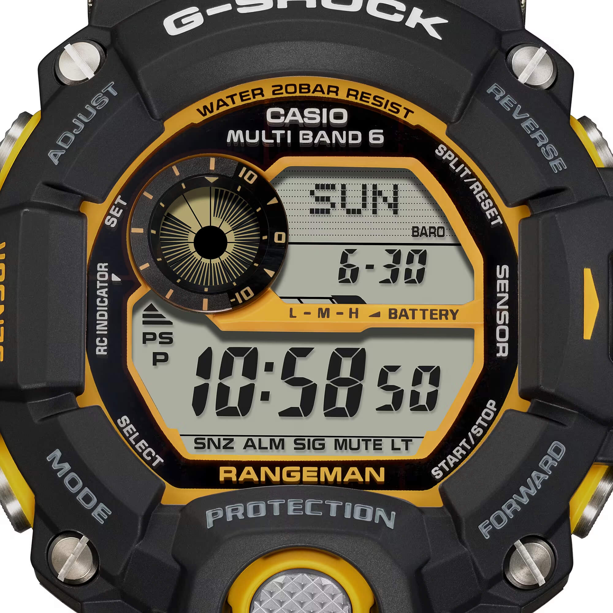 G-Shock Master of G-Land Watch Digital Dial Black Resin Strap, 55.2mm