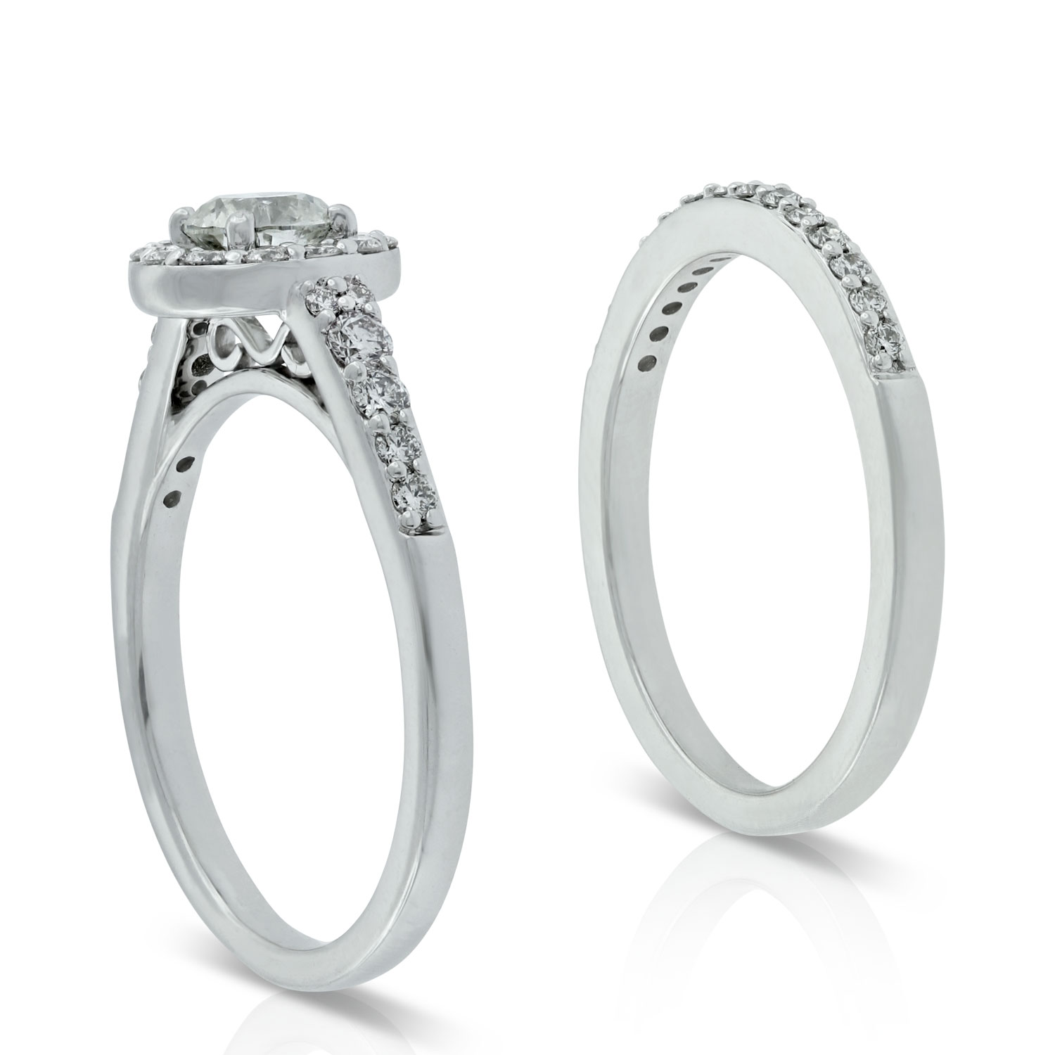 Diamond Halo Bridal Set 14K