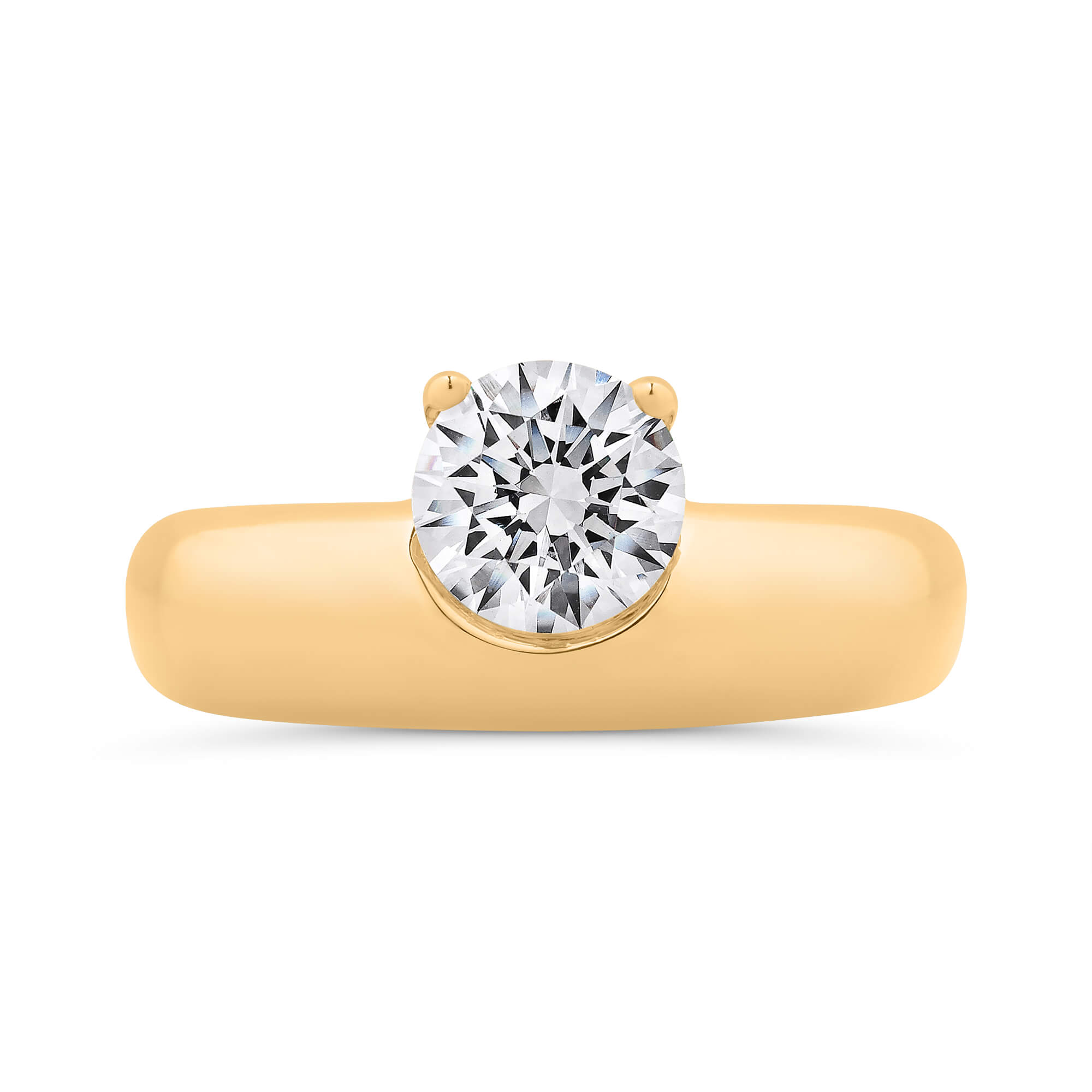 Bella Ponte Half Bezel Engagement Ring Setting, 14K Yellow Gold
