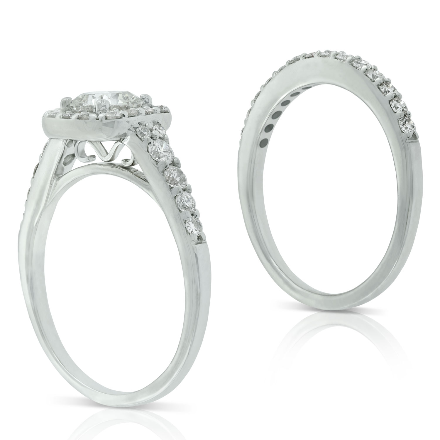 Cushion Cut Diamond Bridal Set 14K