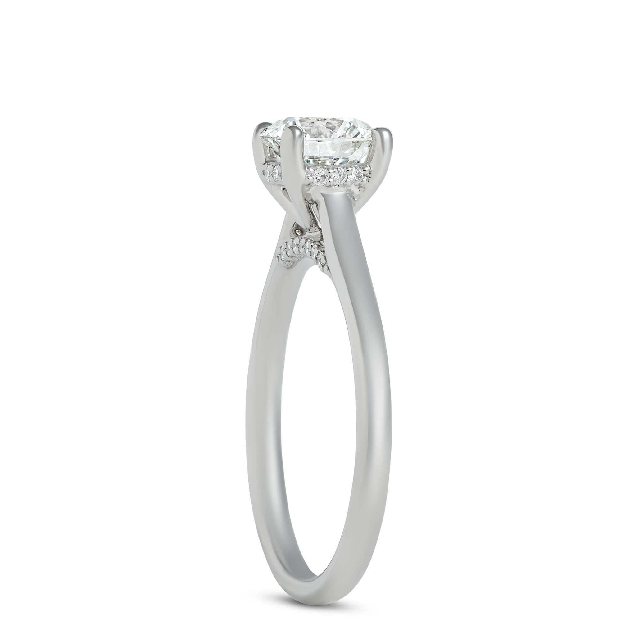 Round Solitaire Diamond Engagement Ring, Platinum