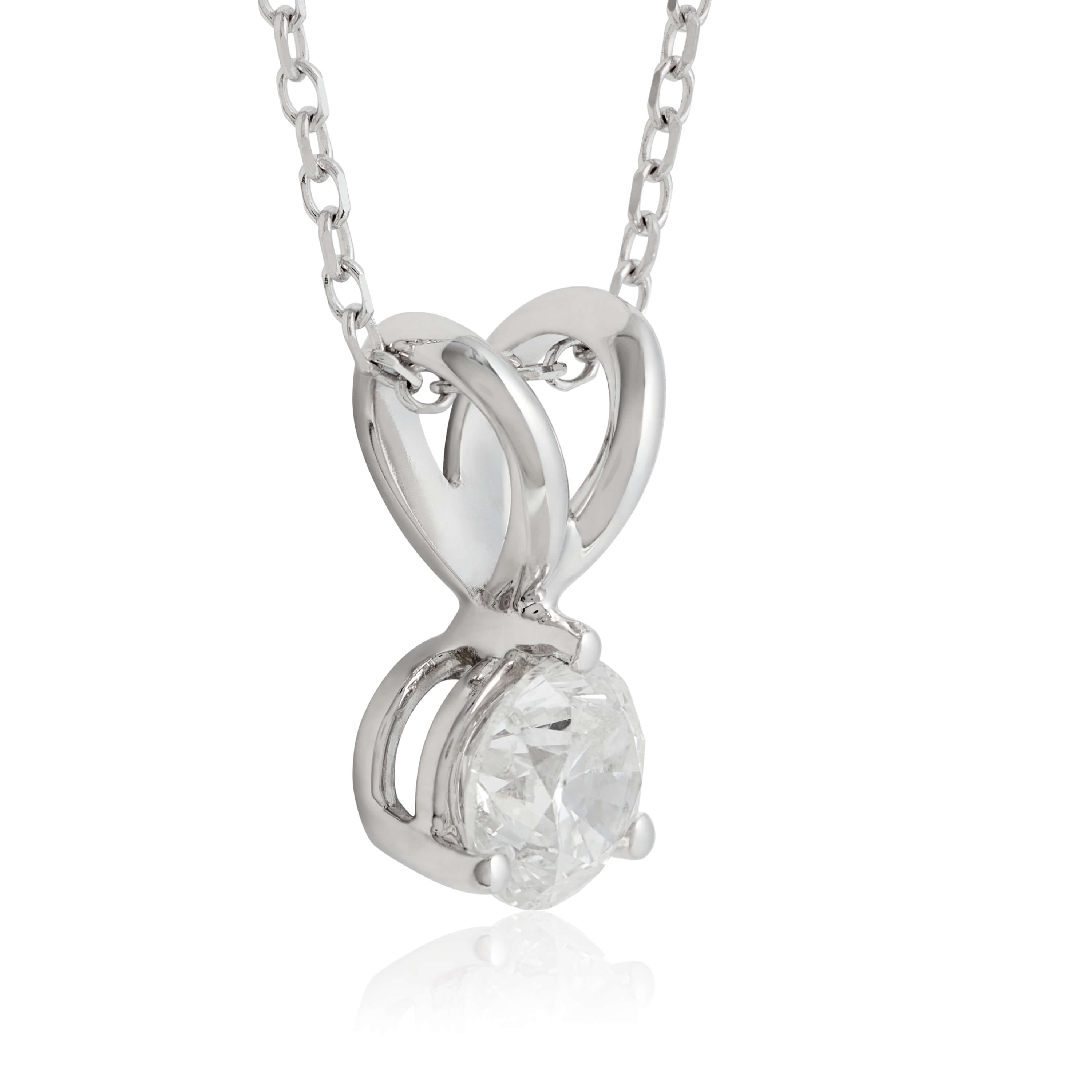 Classic Round Diamond Pendant, ⅓ Carat Total Weight, 14K White Gold