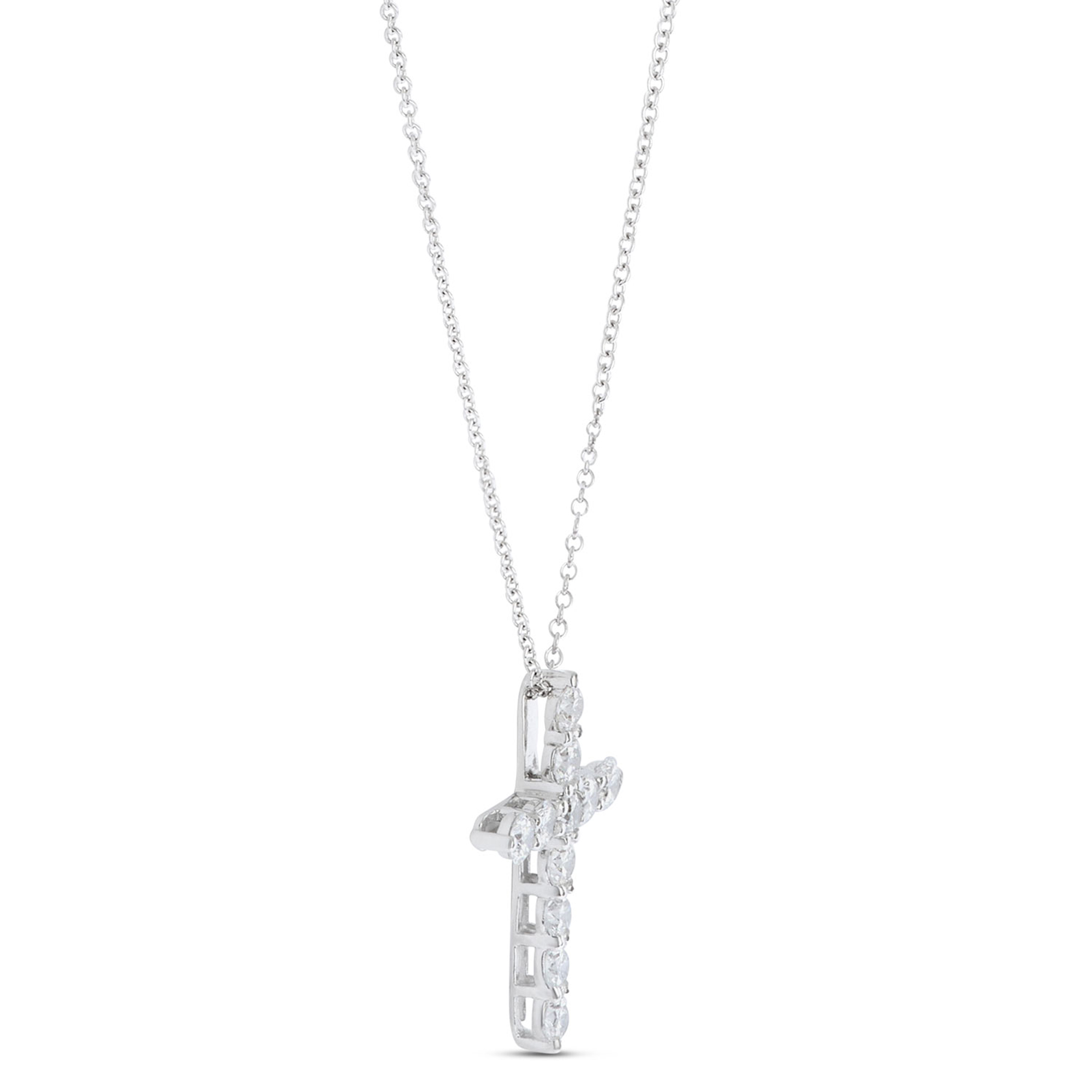 Diamond Cross Pendant, 14k White Gold