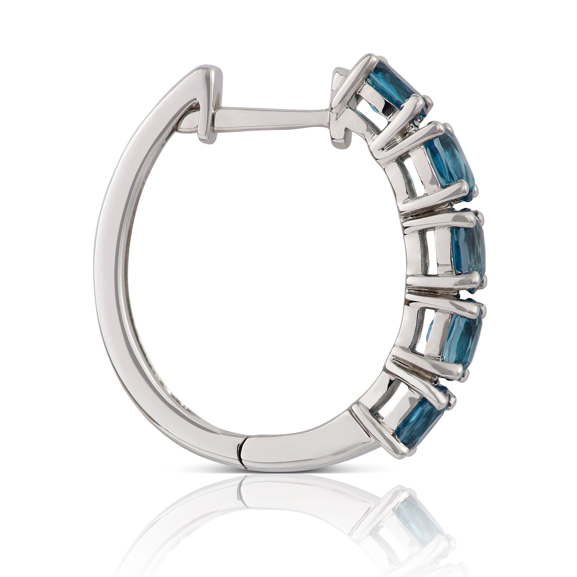 12.7MM Oval Blue Topaz Hoop Earrings 14K