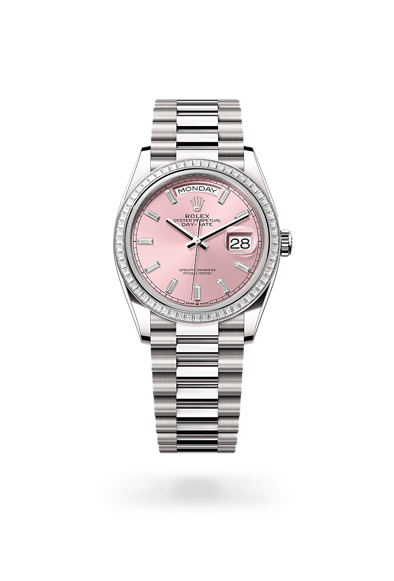rolex day-date in 18 ct white gold, m128399tbr-0029 - ben bridge