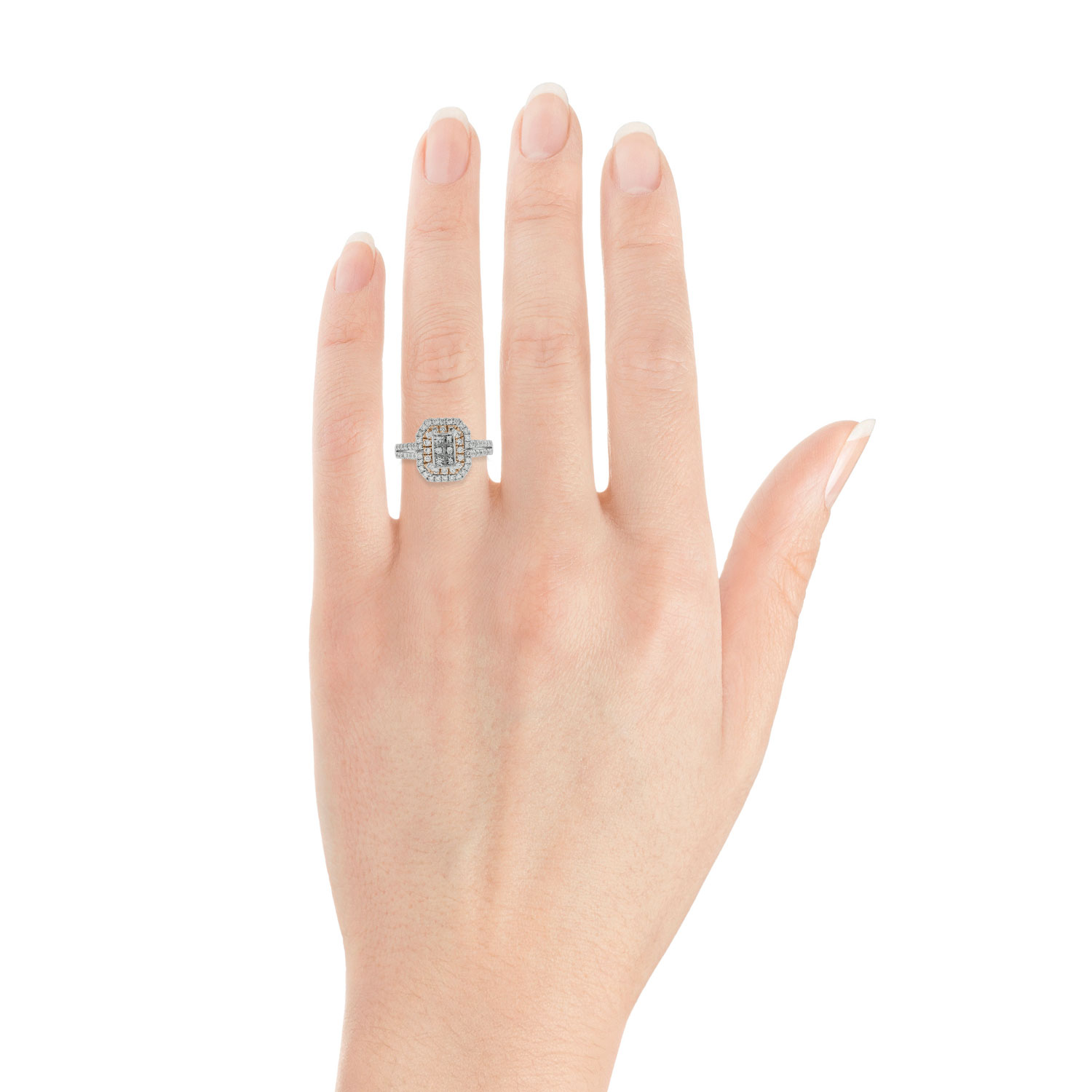 Double Halo Diamond Ring 14K