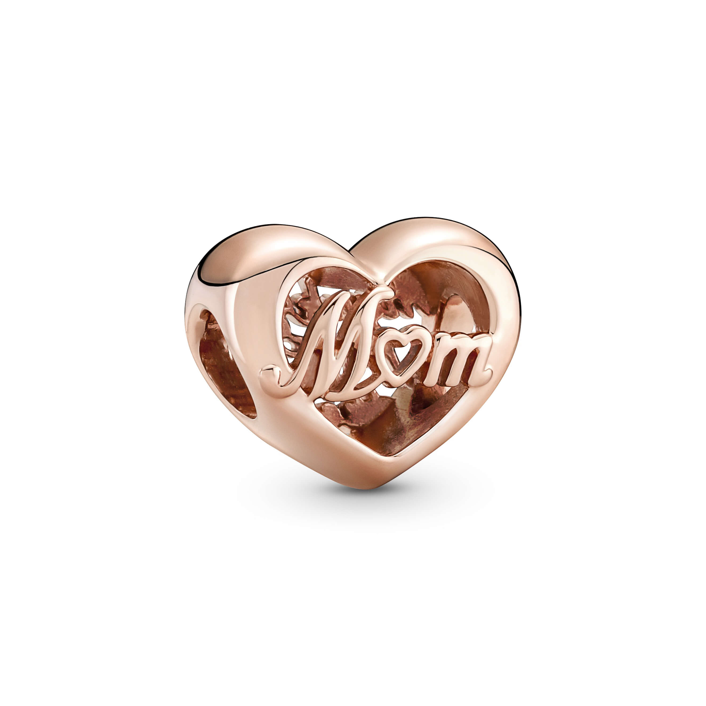 Pandora Thank You Mom Heart Charm 14KT RG PL P/Sil/Cpr