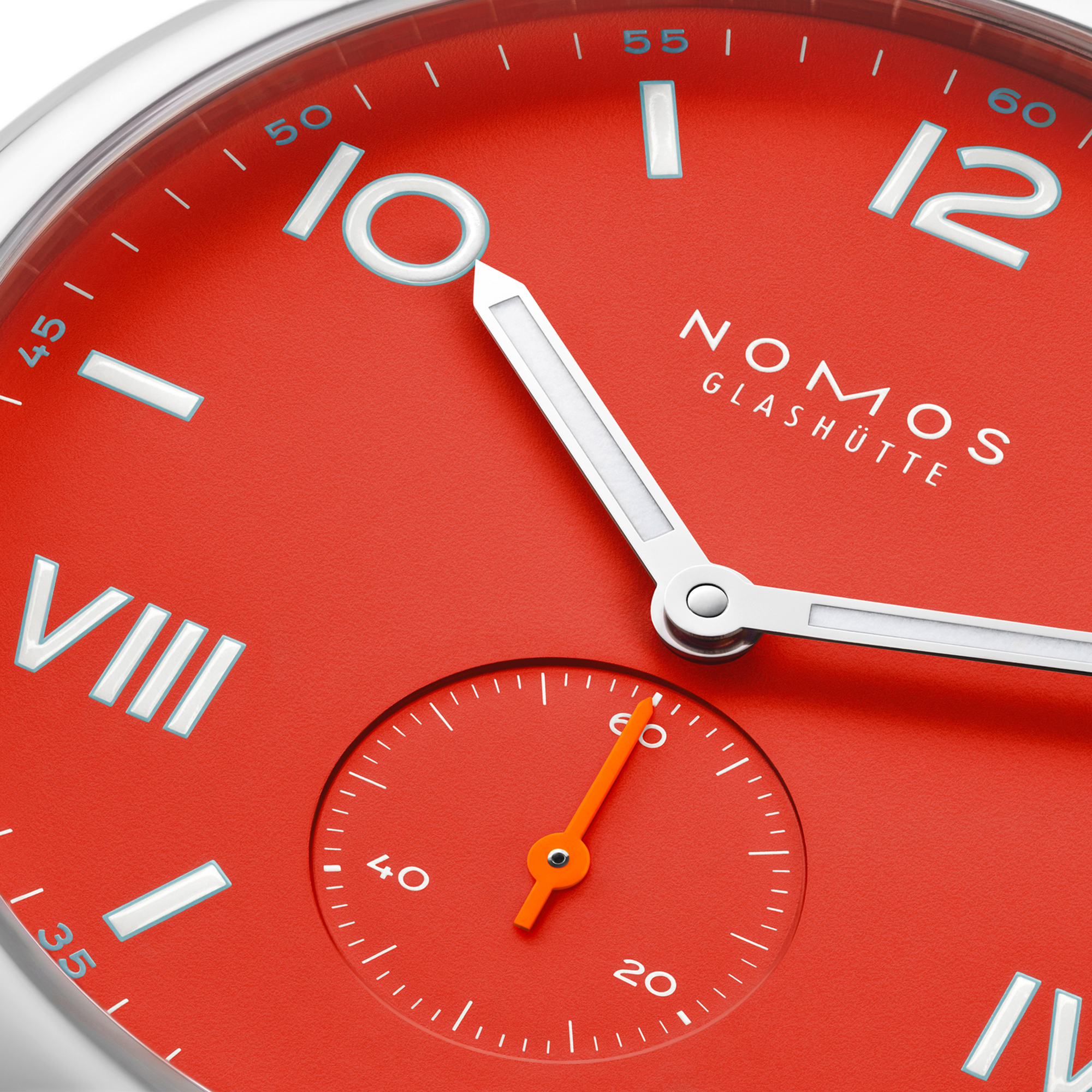 NOMOS Club Campus 38 Nonstop Red Dial Watch, 38.5mm