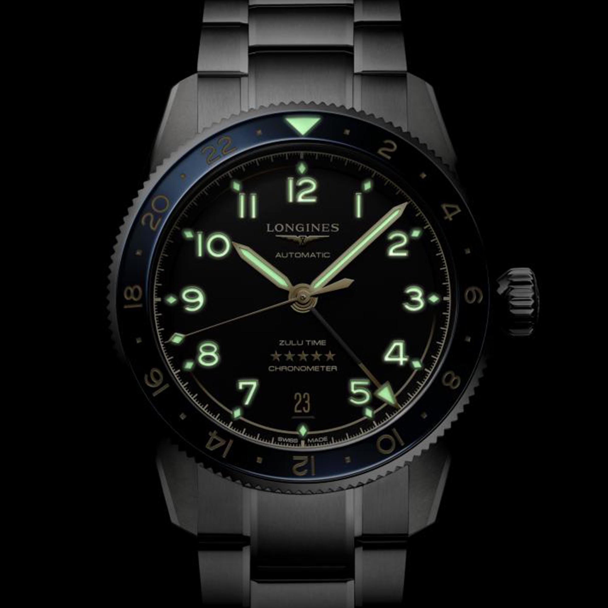 Longines Spirit Zulu Time Anthracite Dial Watch, 39mm