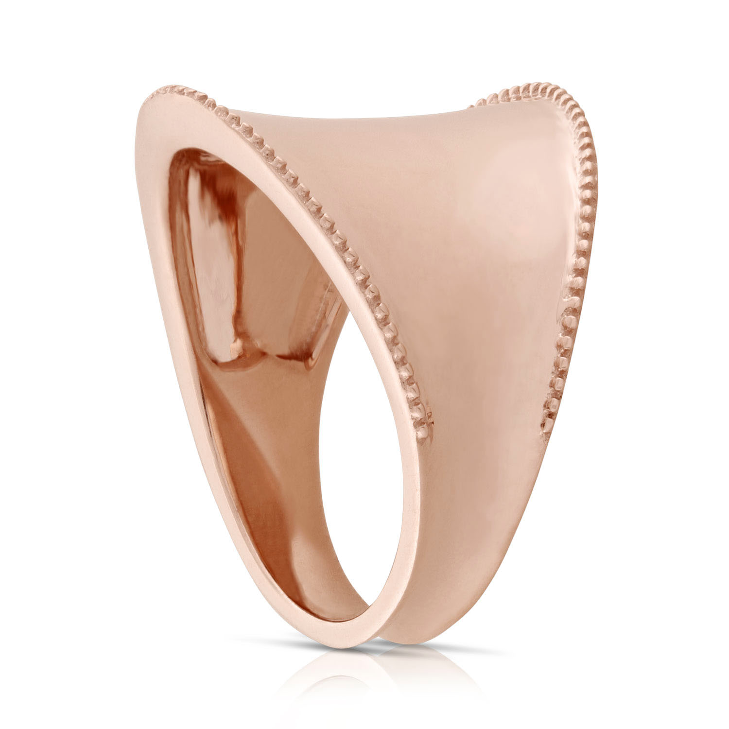 Rose Gold Beaded Edge Ring 14K