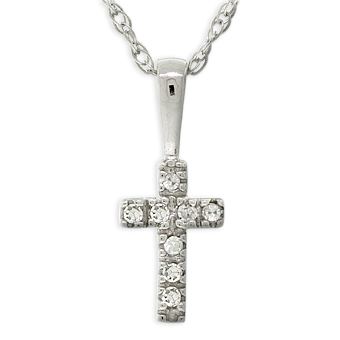 Baby Diamond Cross Pendant 14K