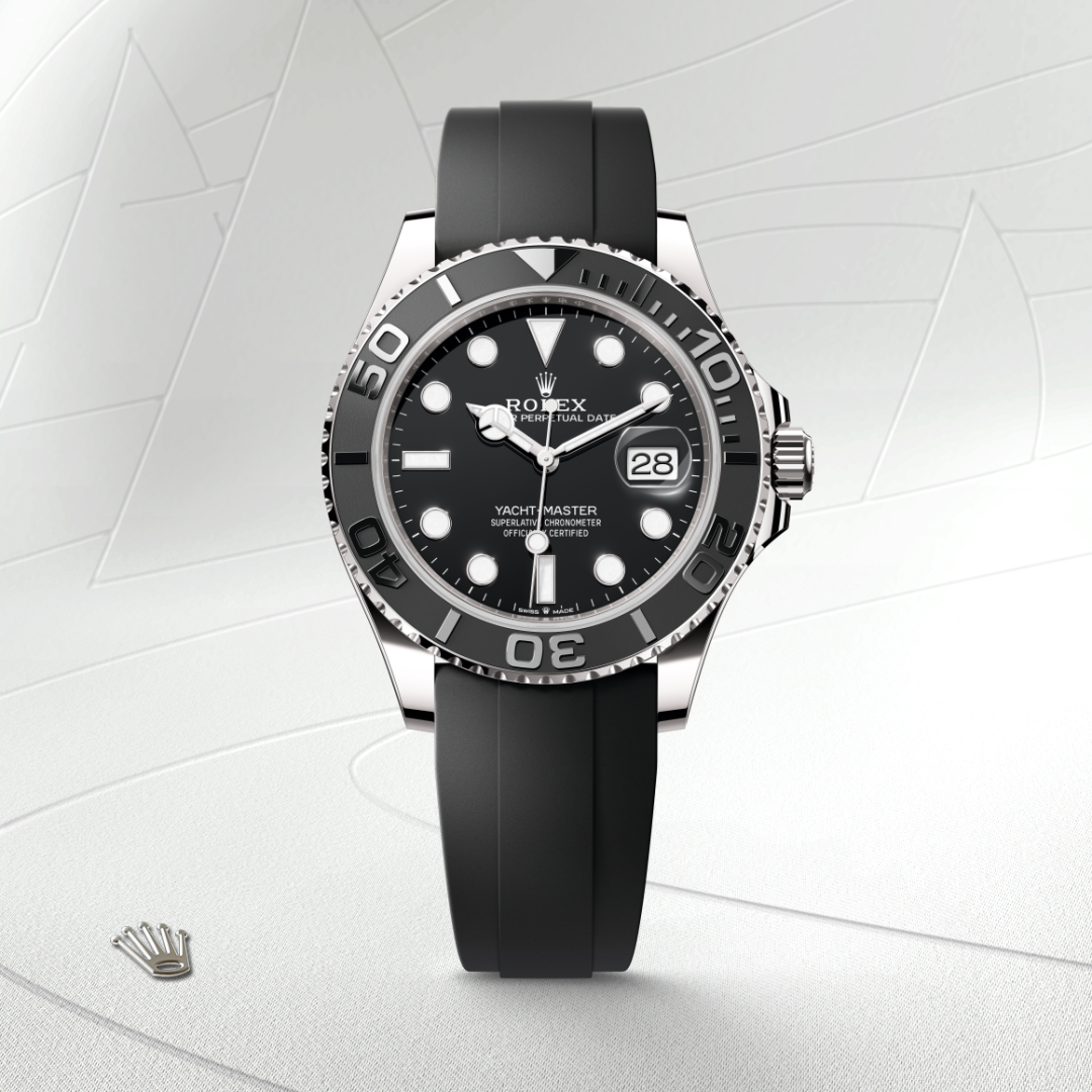 rolex yacht-master in 18 ct white gold, m226659-0002 - watch with background color - ben bridge