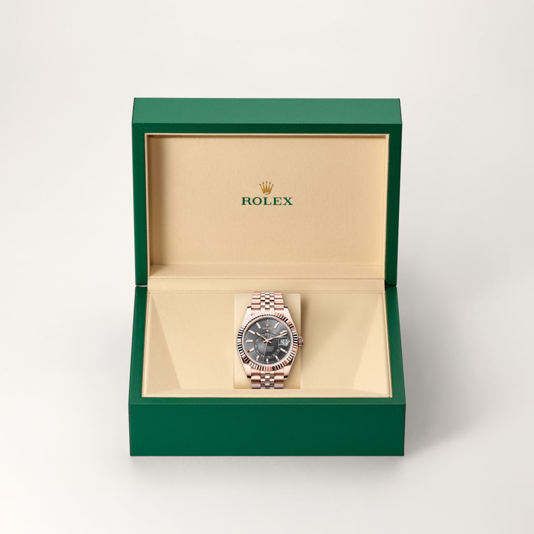 rolex sky-dweller in 18 ct everose gold, m336935-0008 - in rolex box - ben bridge