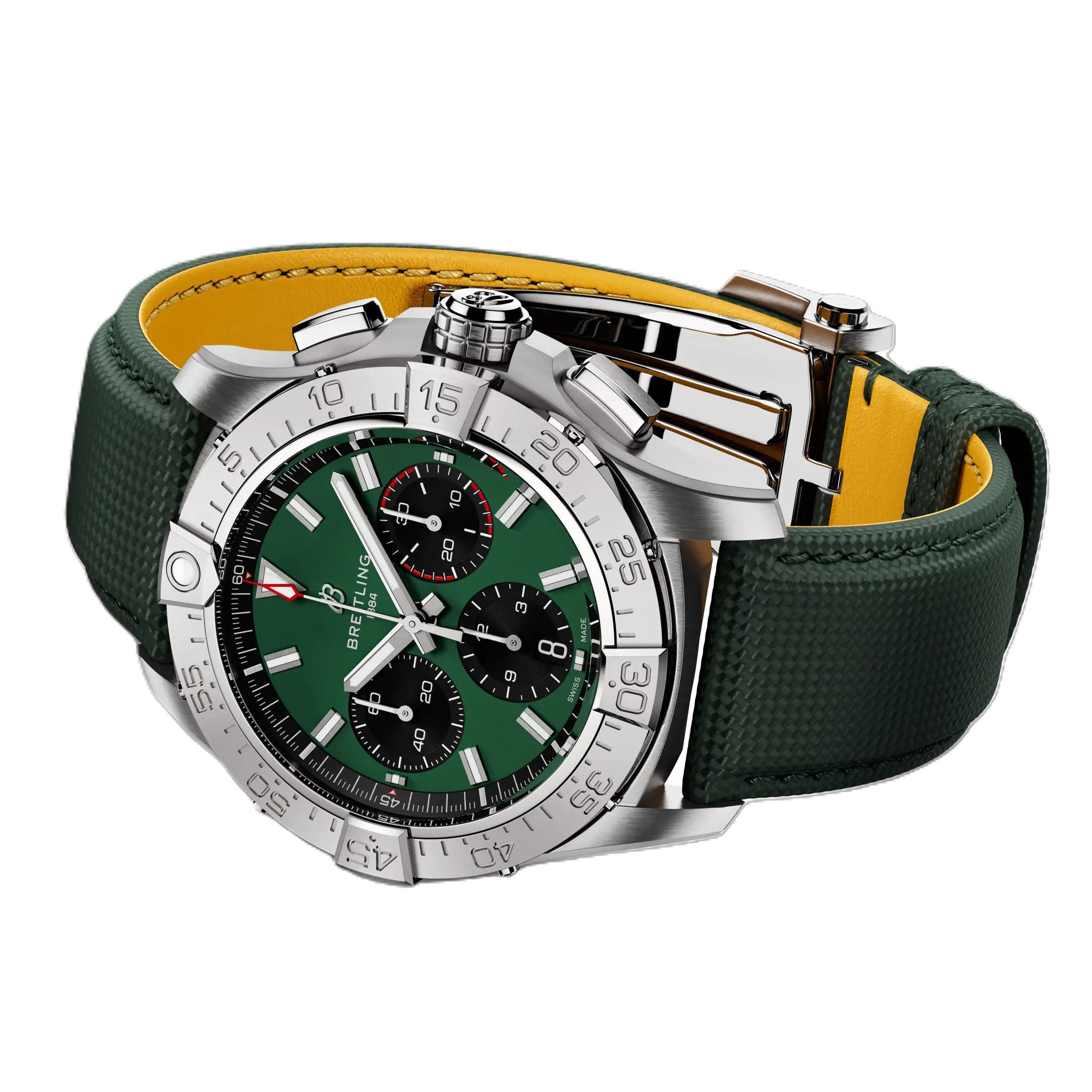Breitling Avenger BO1 Chronograph Green Dial Calf Leather Strap, 42 mm