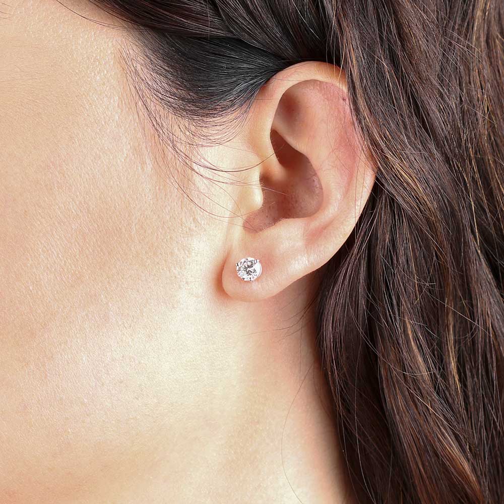 Ikuma Classic Round Diamond Studs, 1 3/8 Carat Total Weight,14K White Gold