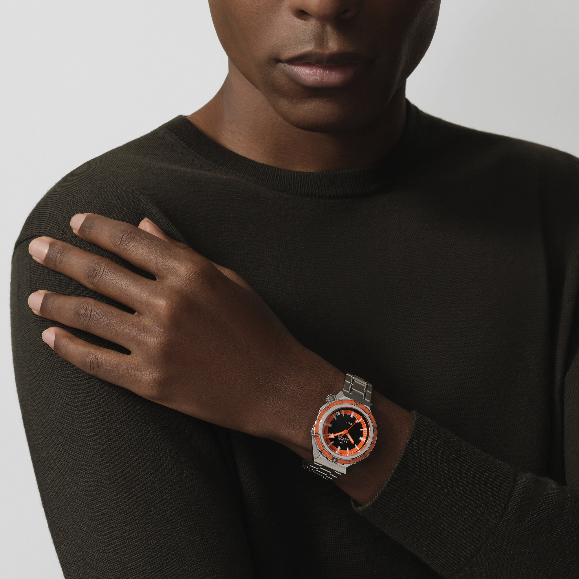 Zenith Defy Revival Black and Orange Dial Watch, 37mm