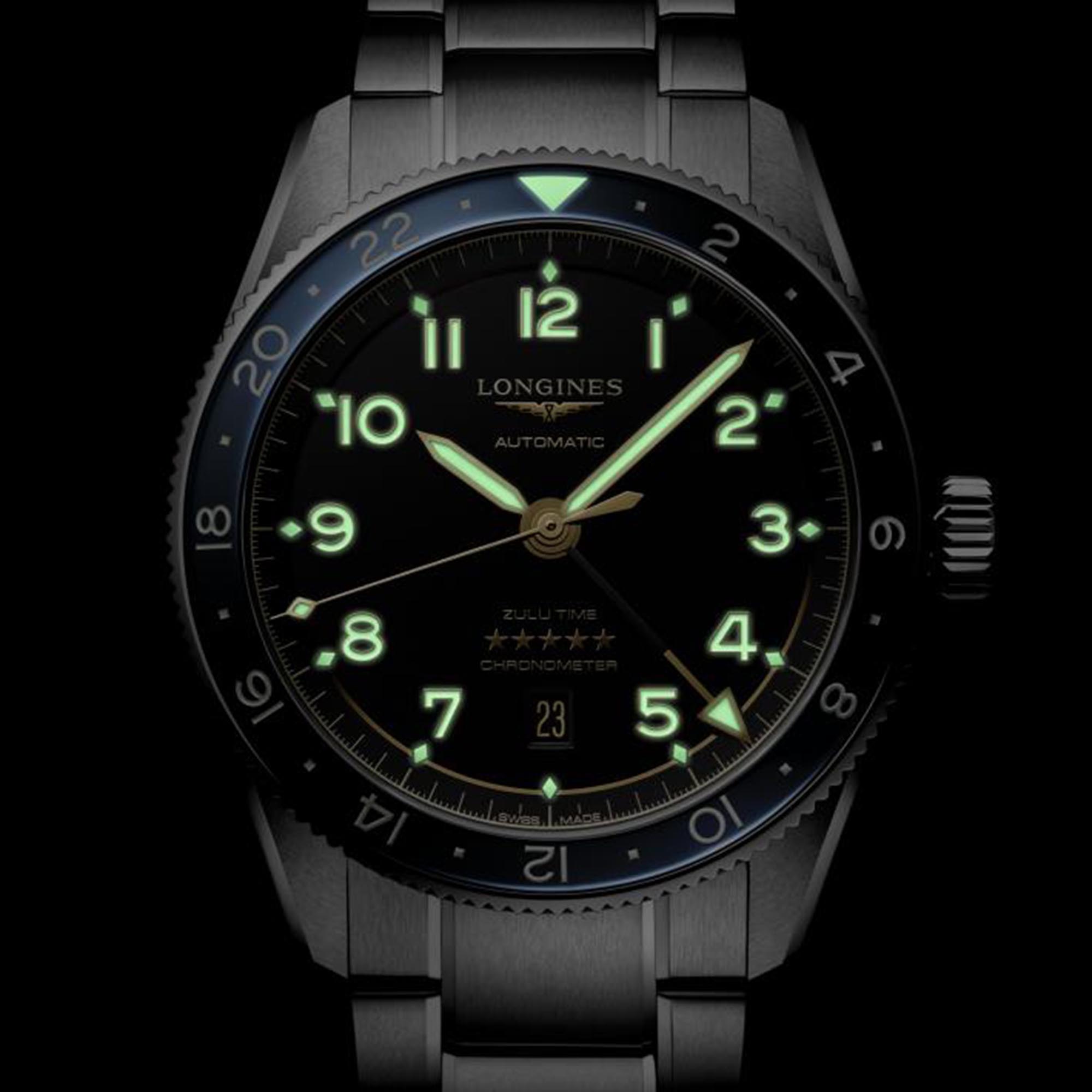 Longines Spirit Zulu Time Anthracite Dial Watch, 42mm