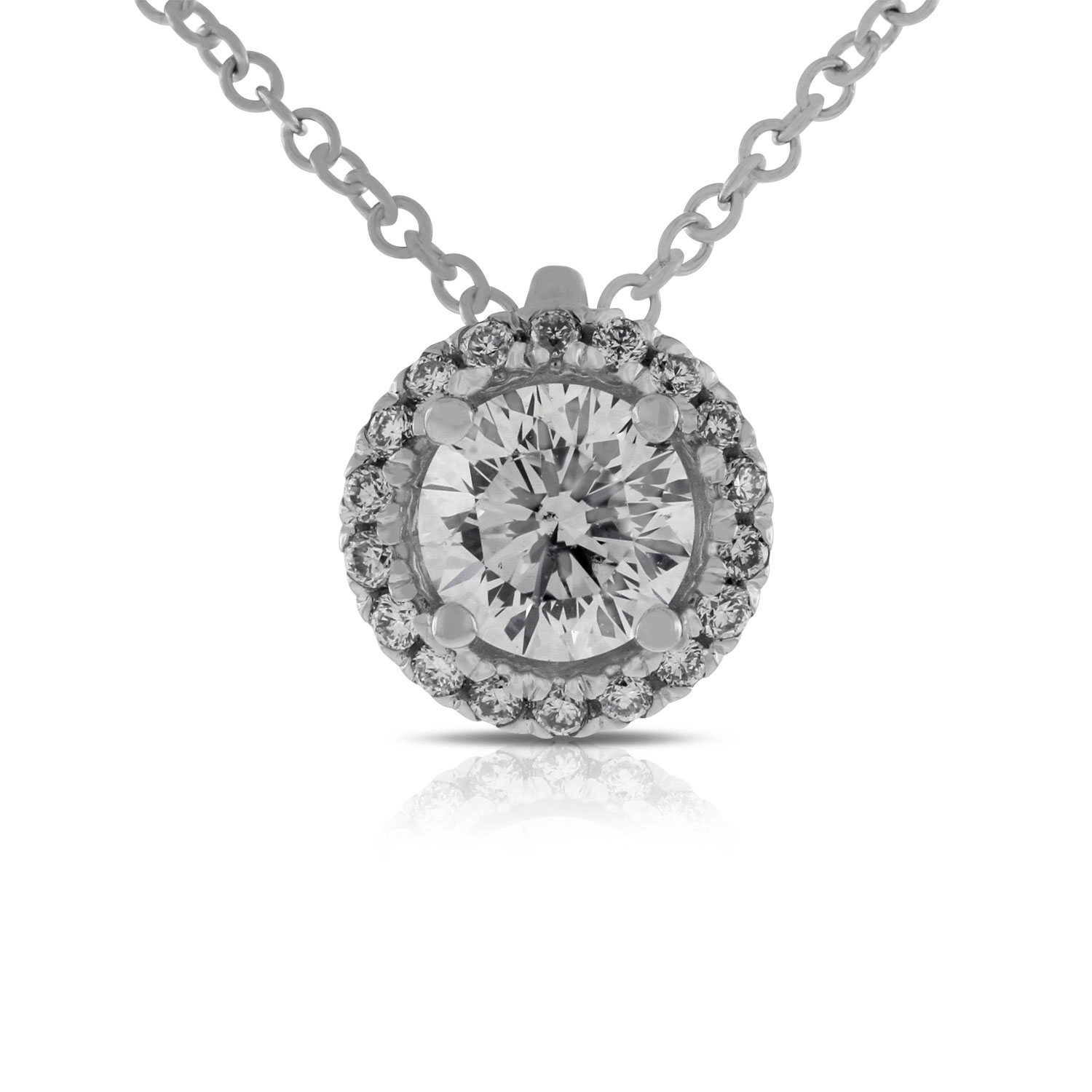 Ben Bridge Signature Diamond Halo Necklace 18K, 1/2 ct. P050RL41BFC58W Ben Bridge Jeweler