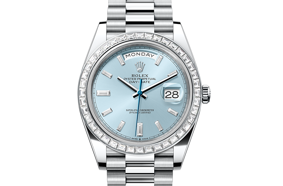 Rolex Day-Date 40 Day-Date Oyster, 40 mm, platinum and diamonds - M228396TBR-0002 at Ben Bridge