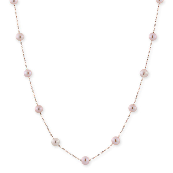Rose Gold Freshwater Cultured Pearl Necklace 14K