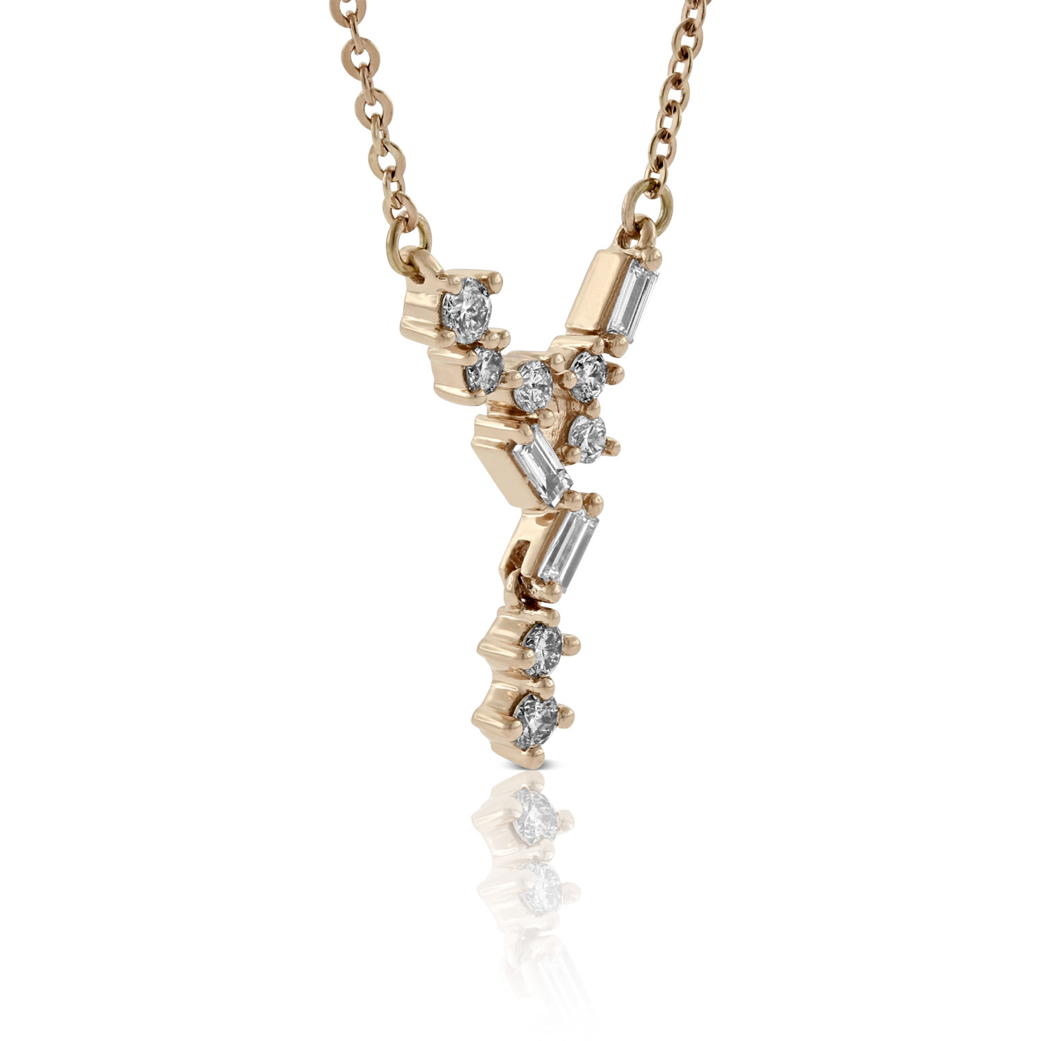 Round Diamond Necklace 14K 